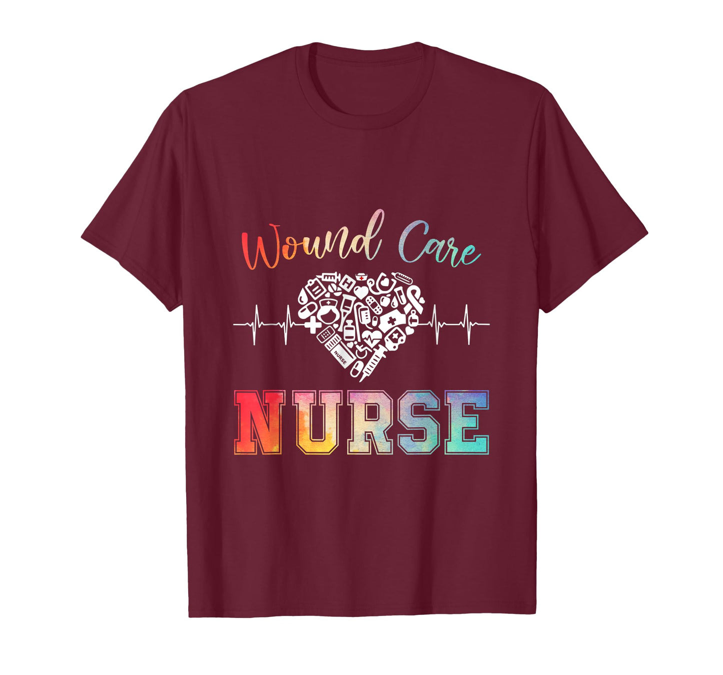 Wound Care Nurse Watercol Love Heart Stethoscope Nurse Women T-Shirt