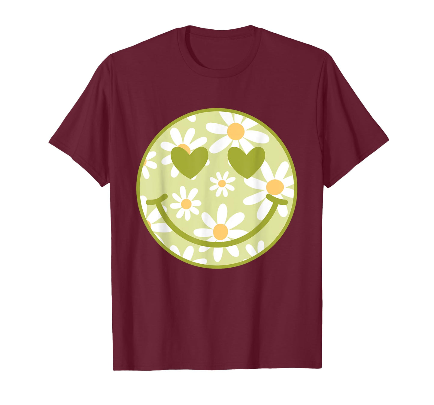 Retro Green Happy Face Checkered Pattern Smile Face Trendy T-Shirt