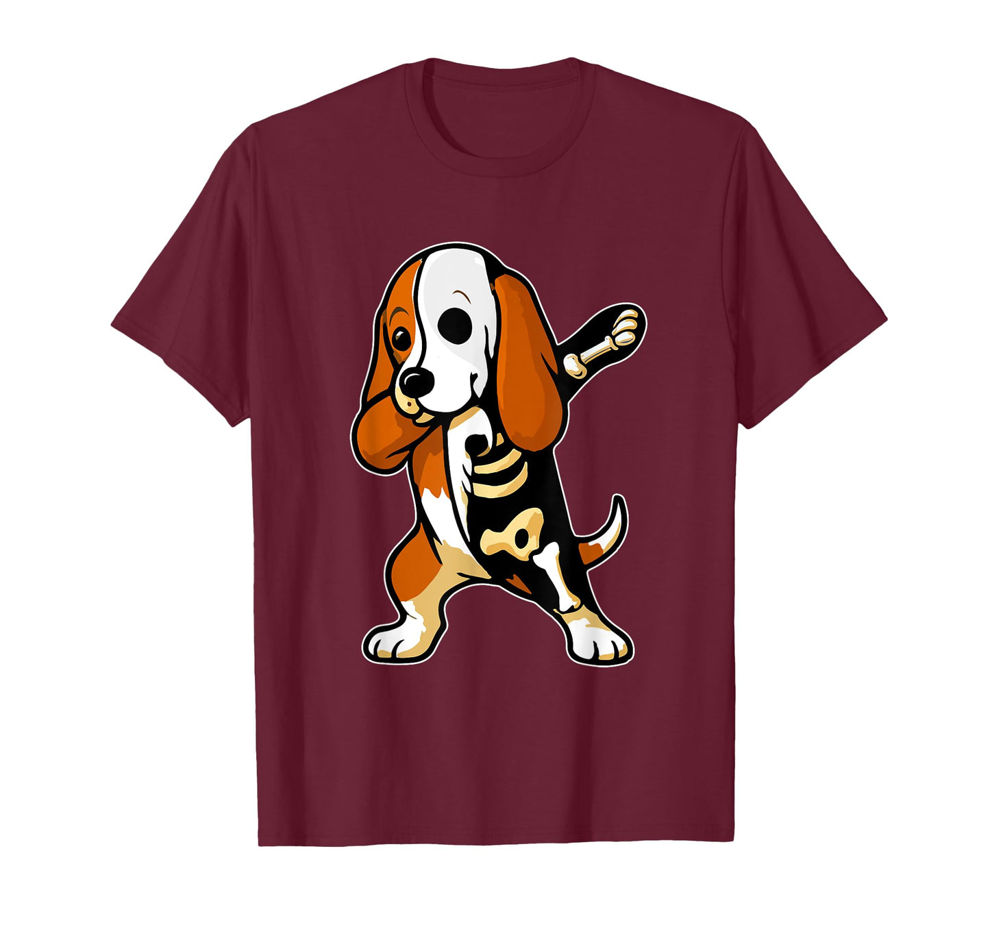 Dabbing Basset Hound Half Skeleton Halloween Costume Owner T-Shirt