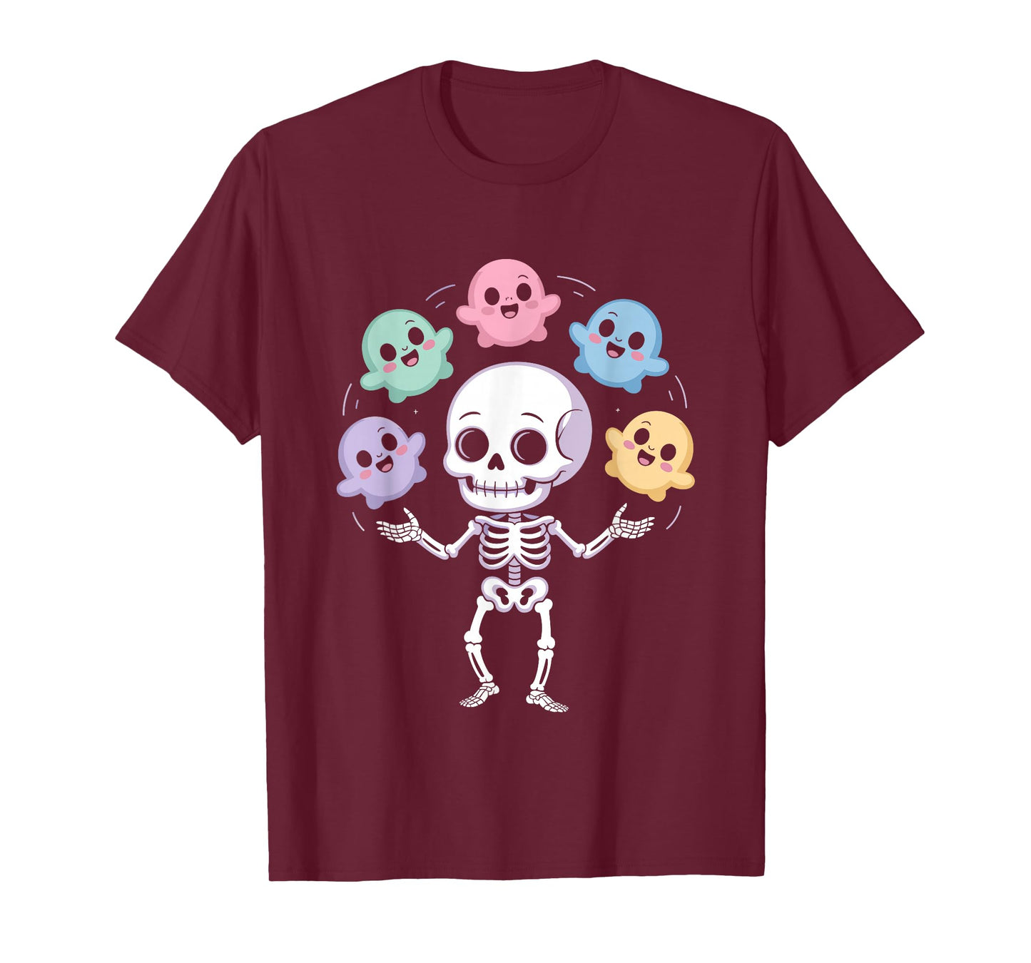 Funny Skeleton Juggling Ghosts Halloween T-Shirt