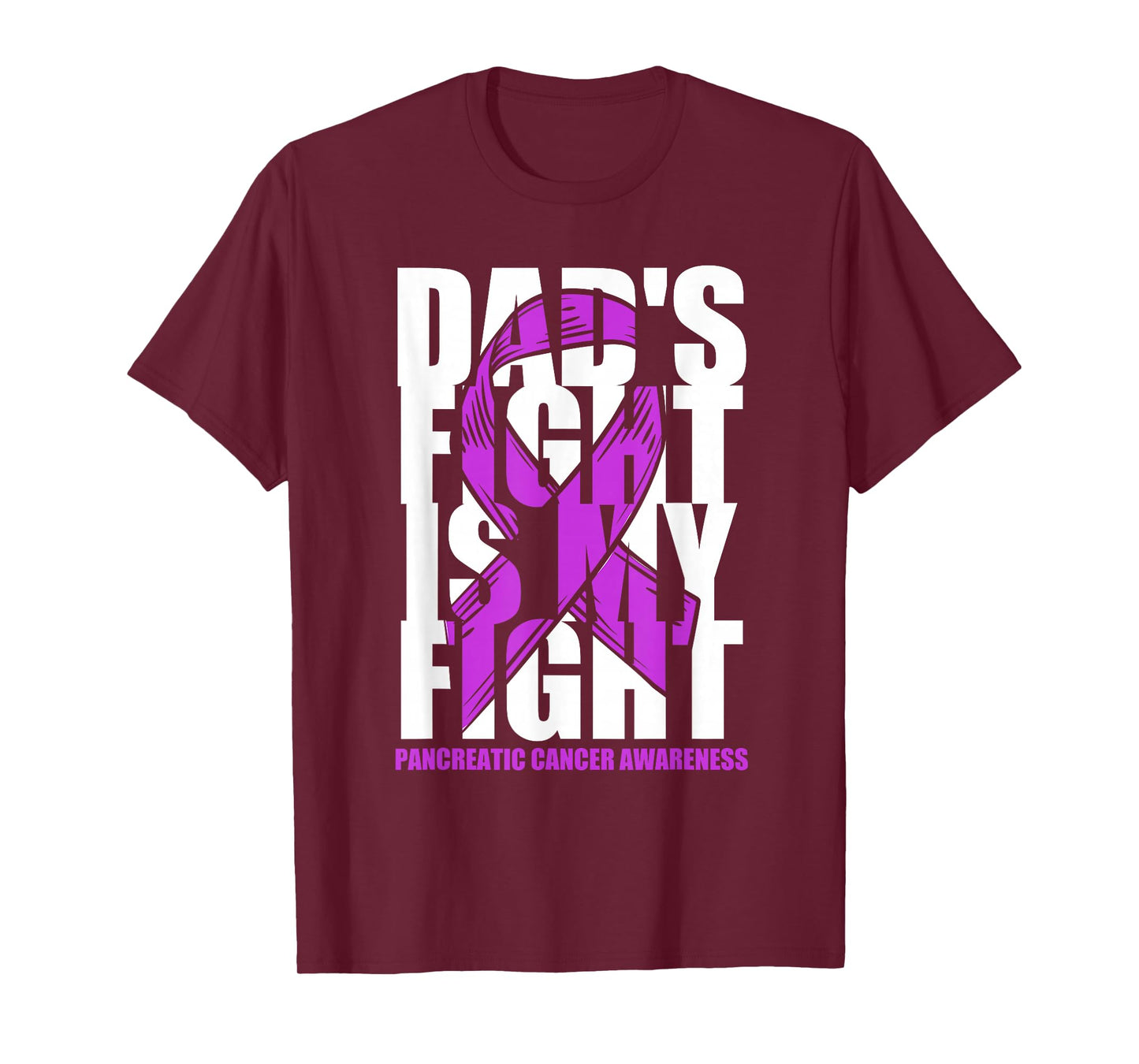 Pancreatic Cancer Awareness Purple Ribbon Dad's Fight Gift T-Shirt