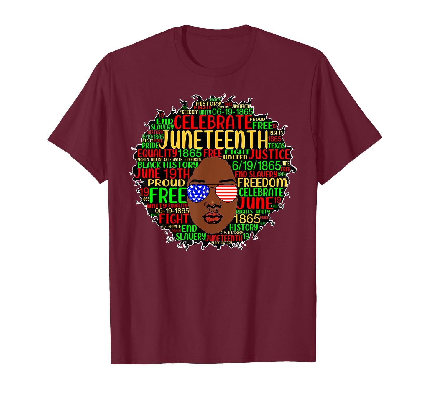 Afro Word Art Juneteenth History Natural Hair Sunglasses T-Shirt