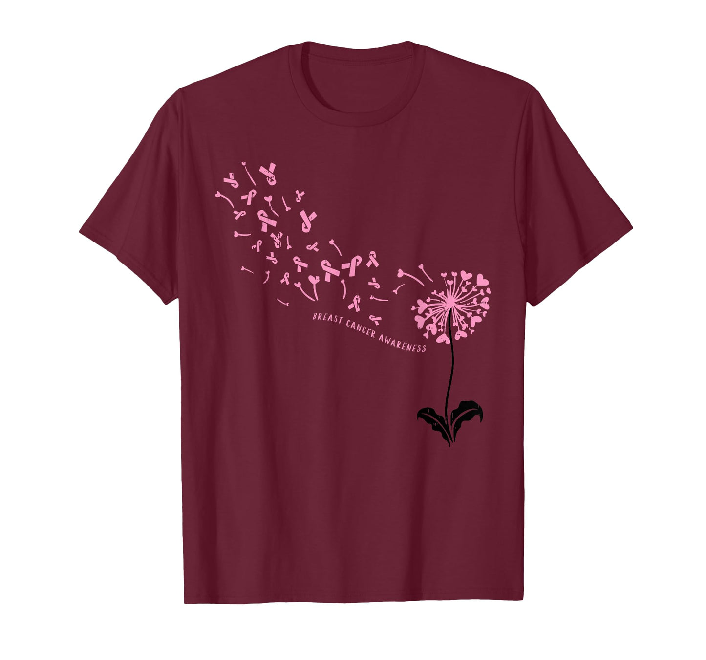Dandelion Breast Cancer Awareness Pink RIbbon Support Gift T-Shirt