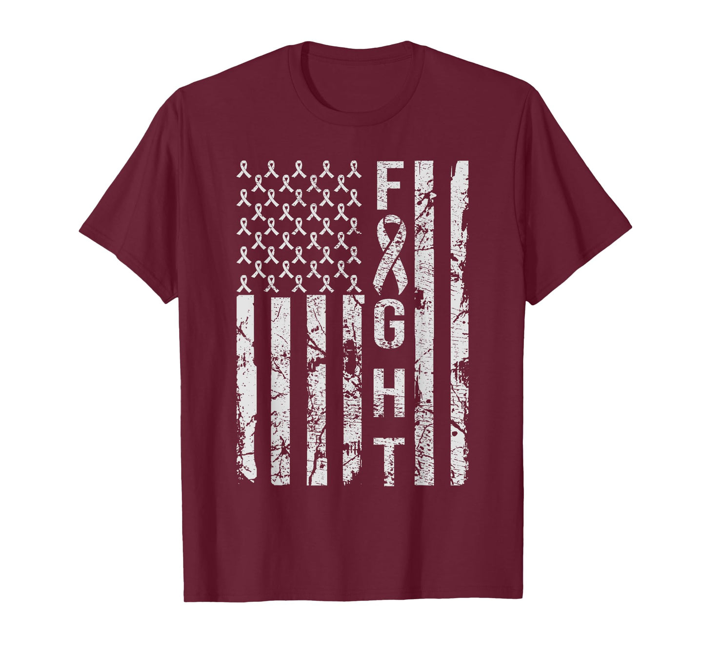 American Flag Distressed Lung Cancer Awareness T-Shirt for Women Men