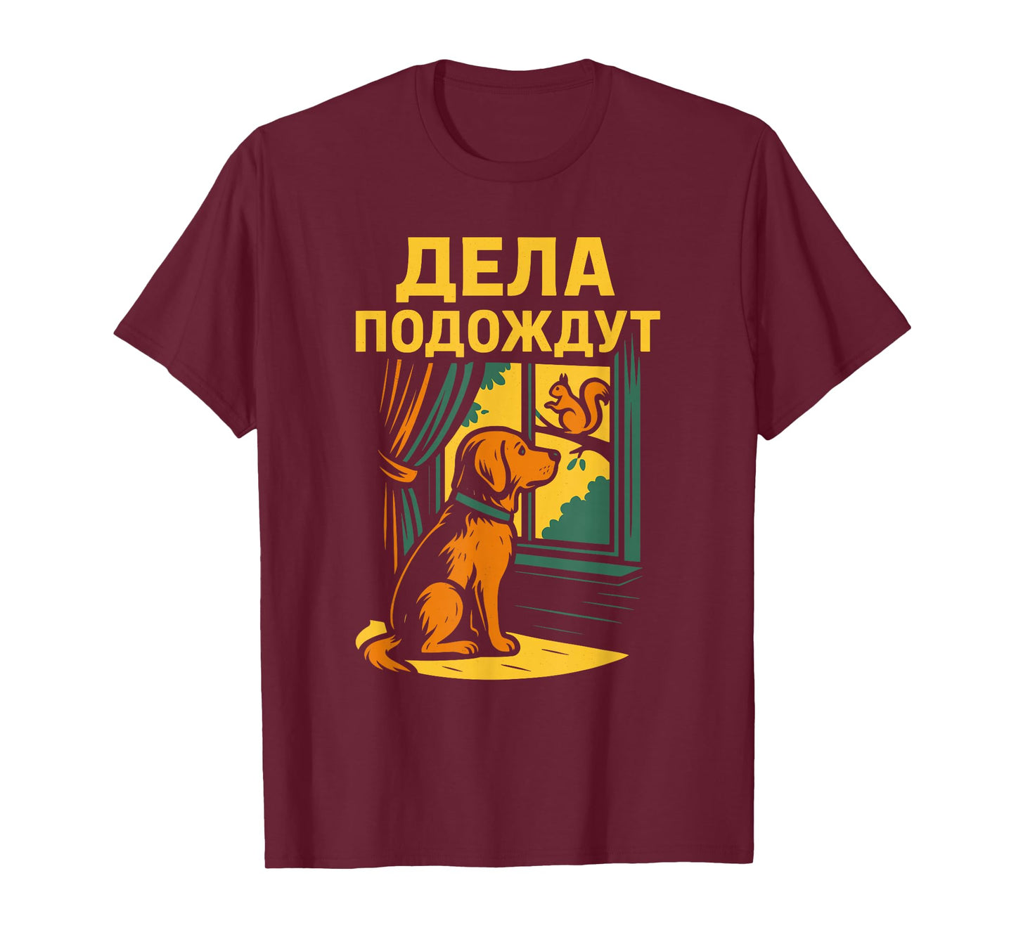 Charming Russian Dog and Squirrel Design T-Shirt