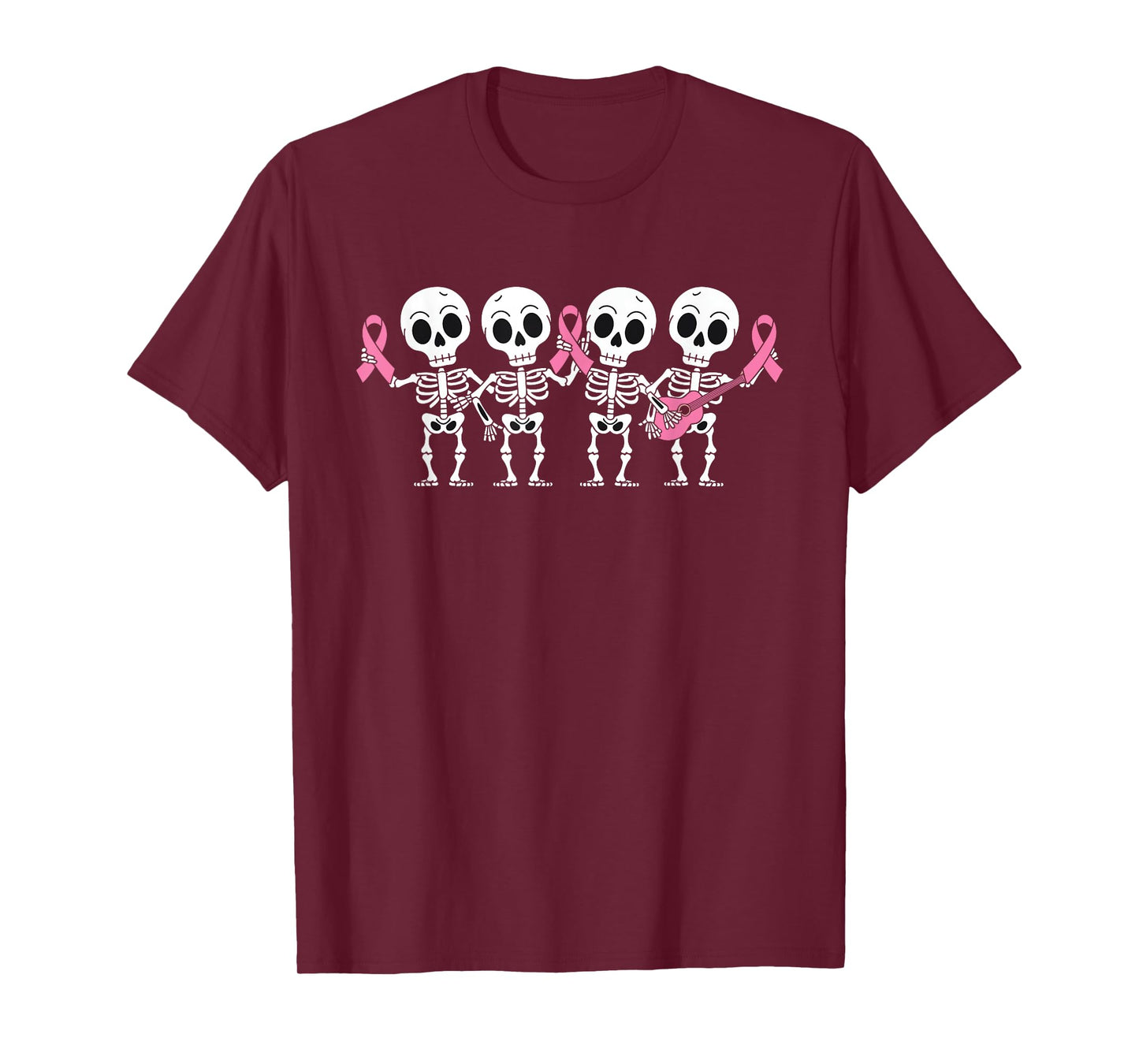 Pink Ribbon Breast Cancer Awareness Skeleton Women Men Kids T-Shirt