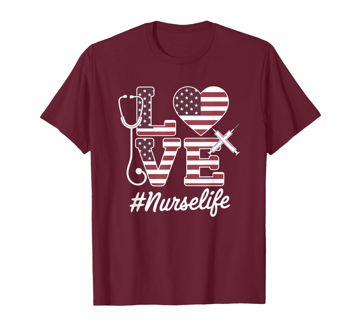 Patriotic Nurse 4th of July American Flag Healthcare Pride T-Shirt