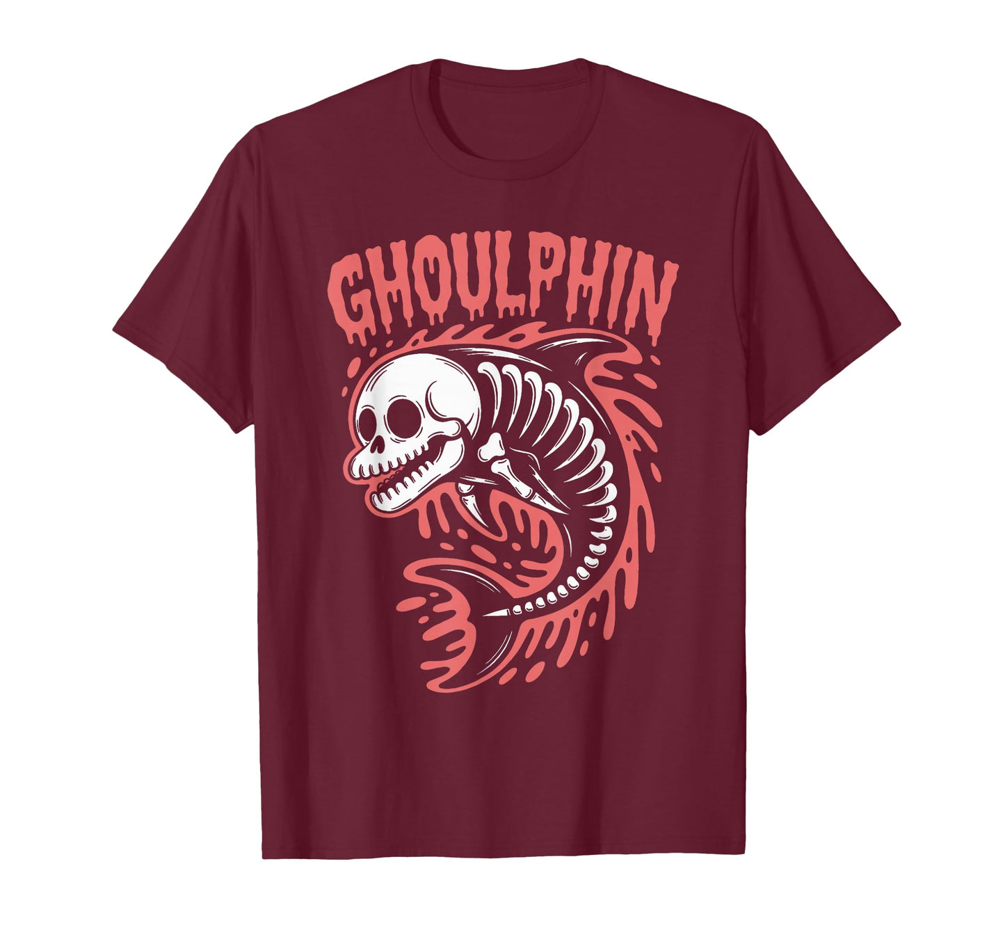 Spooky Dolphin Skeleton Halloween T-Shirt