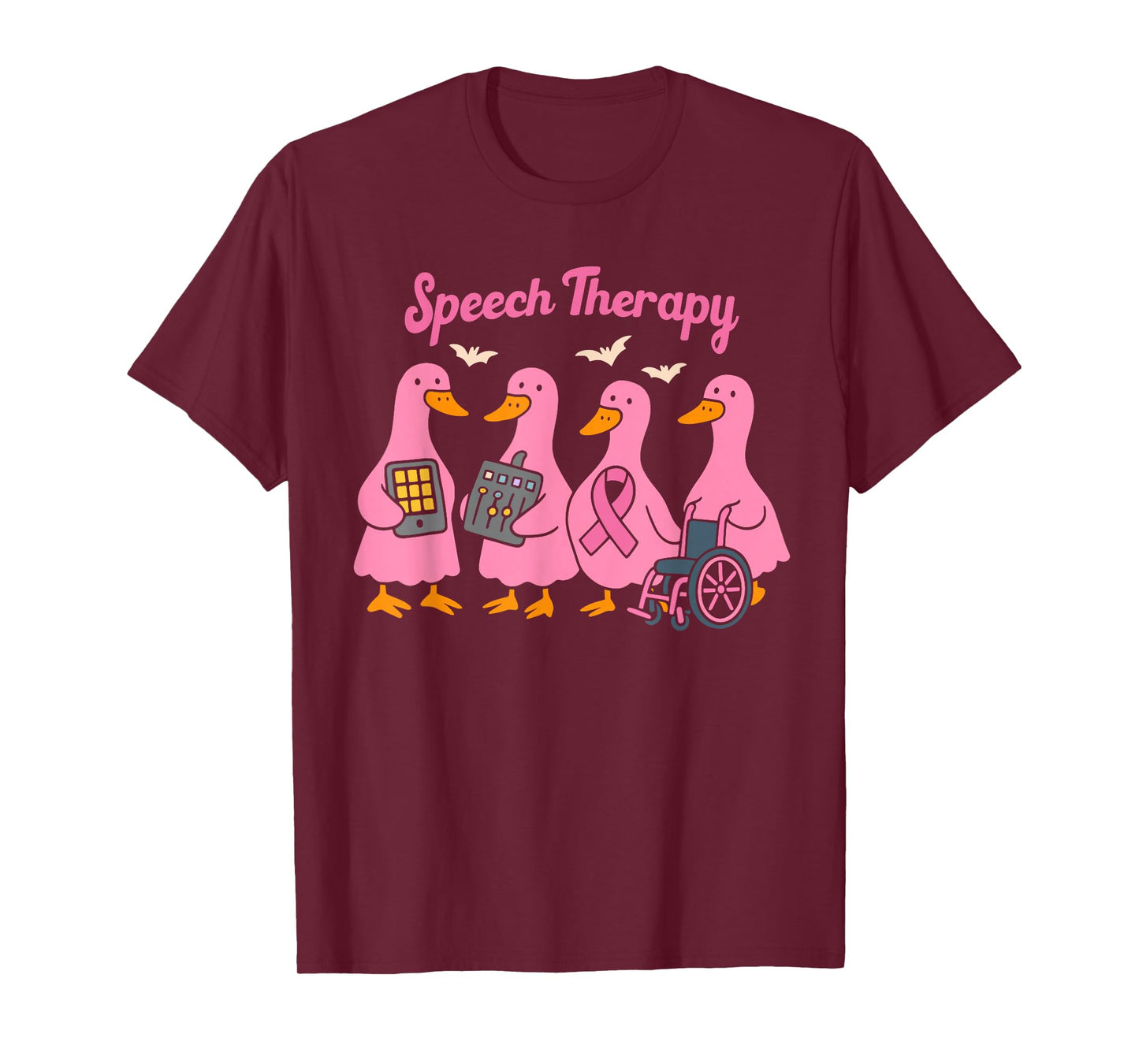 Pink Goose Ribbon Speech Language Pathologist Therapy T-Shirt