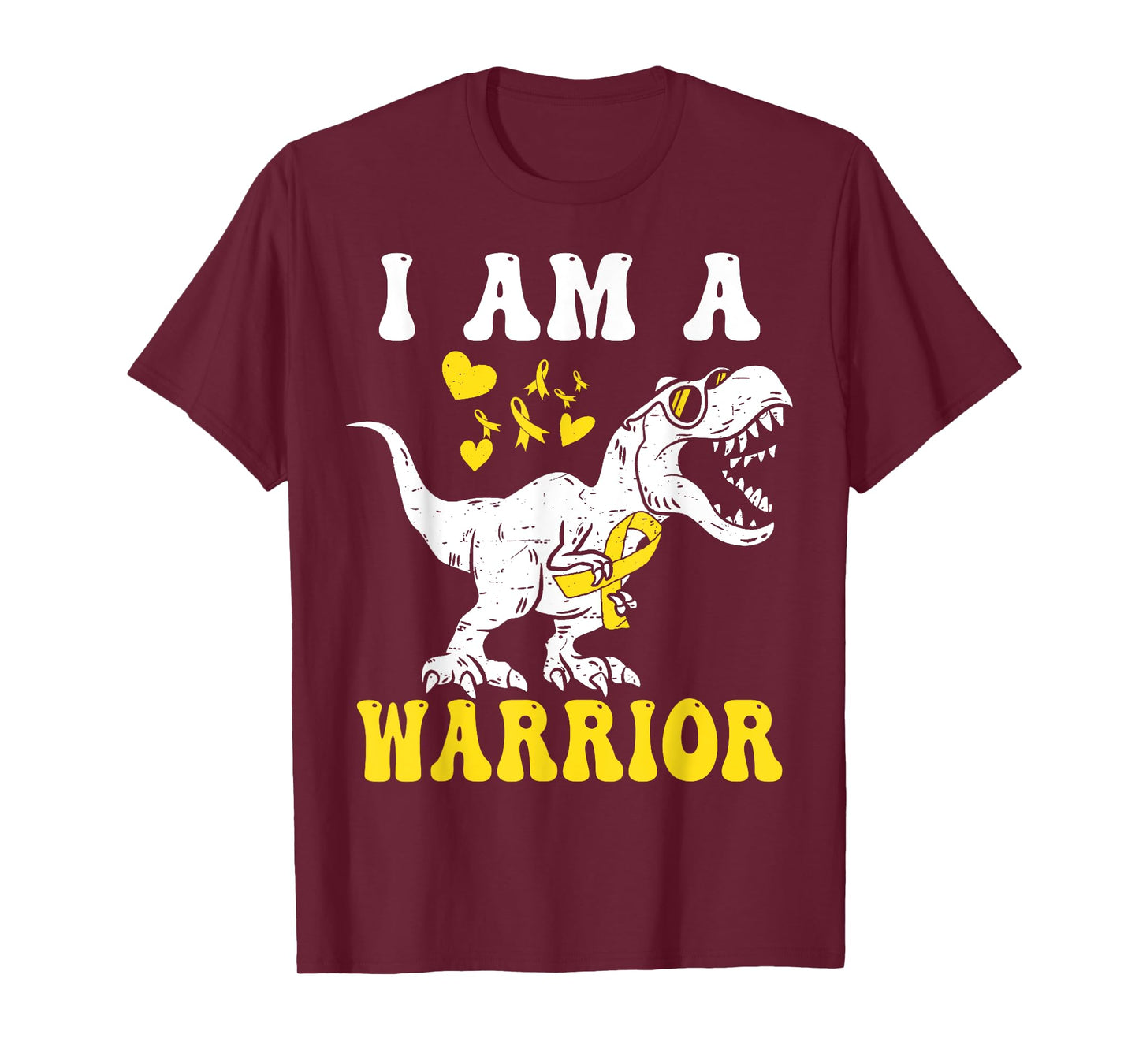 I Am A Warrior Childhood Cancer Awareness Gold Ribbon T-Shirt