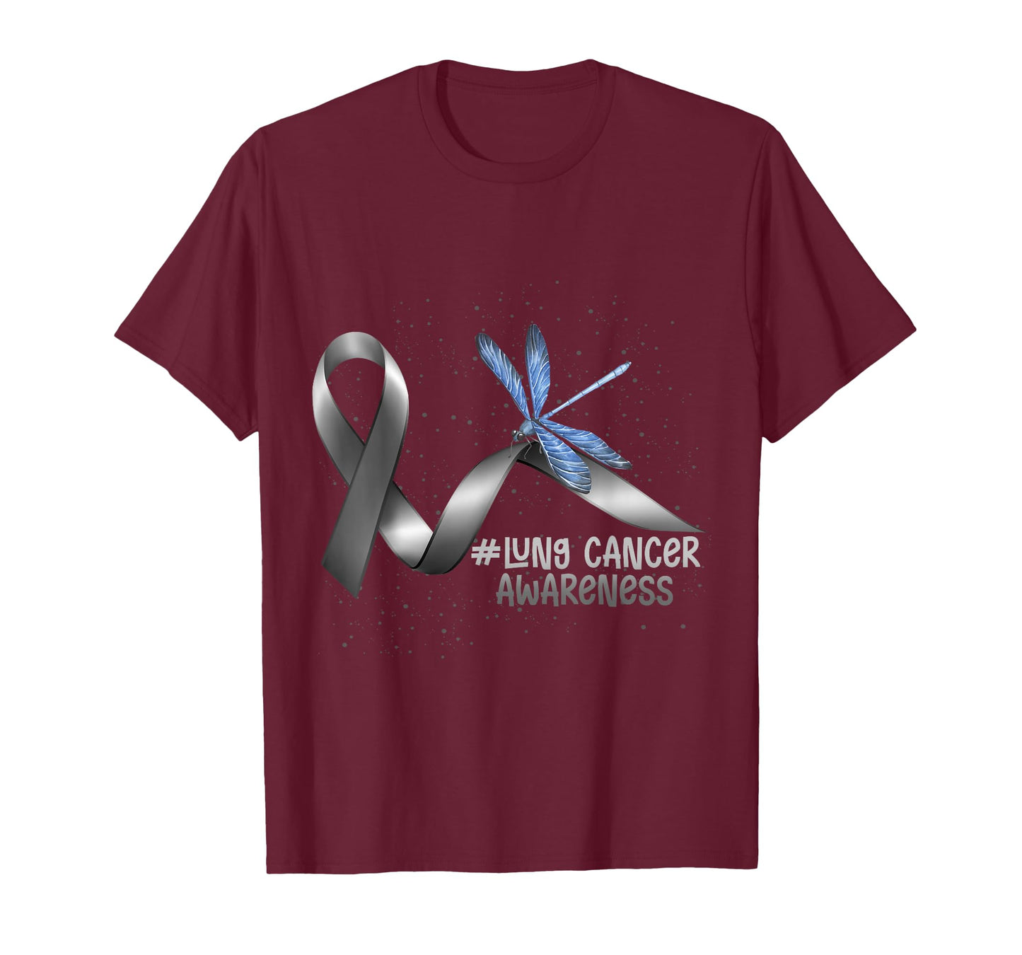 Dragonfly White Ribbon Lung Cancer Awareness T-Shirt