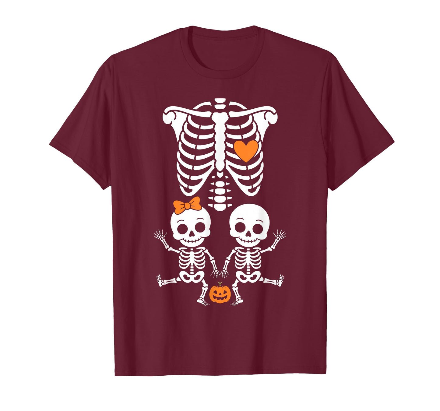 Baby Shower Skeleton Halloween Pregnancy Annoucement Twins T-Shirt