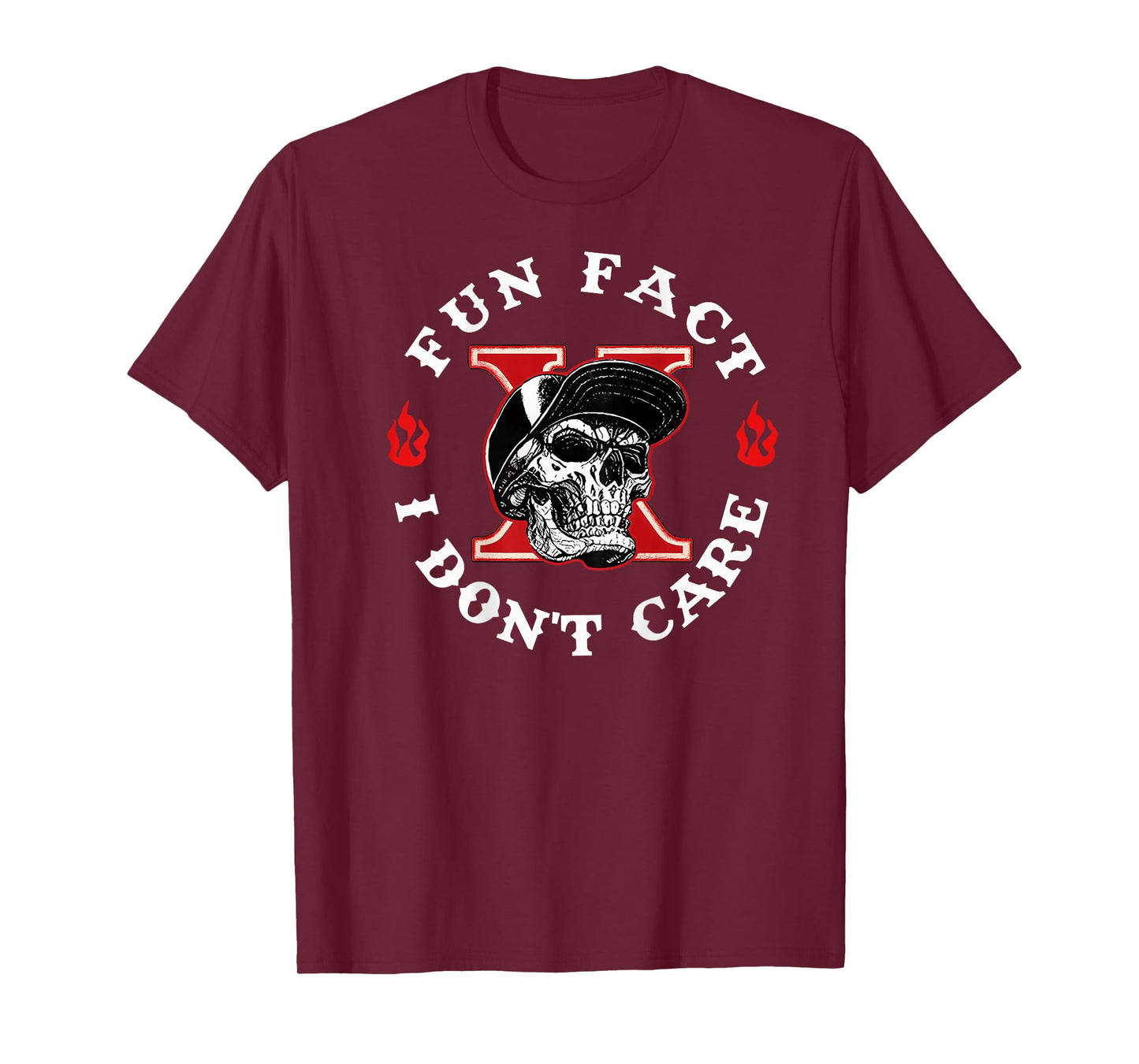 Fun Fact I Don't Care Funny Skeleton Sarcastic (ON Back) T-Shirt