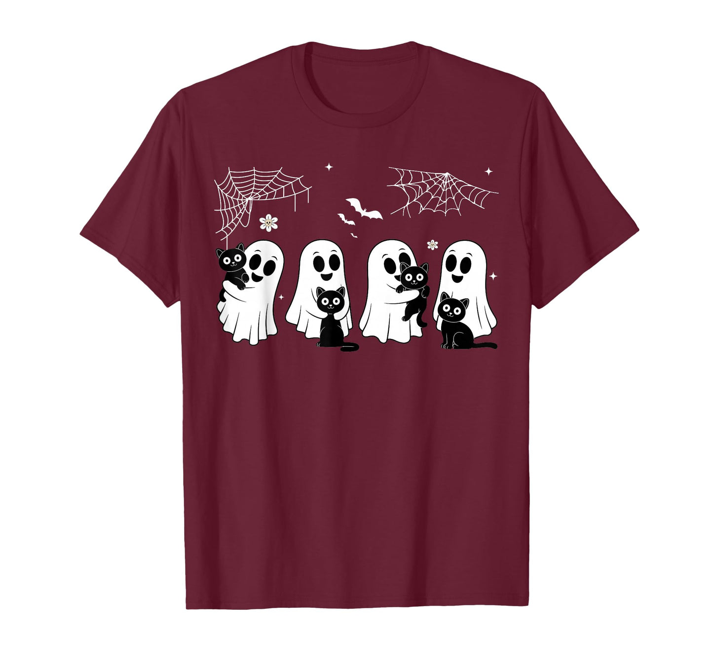 Funny Ghost Cat Funny Halloween Outfit Costumes Black Cat T-Shirt