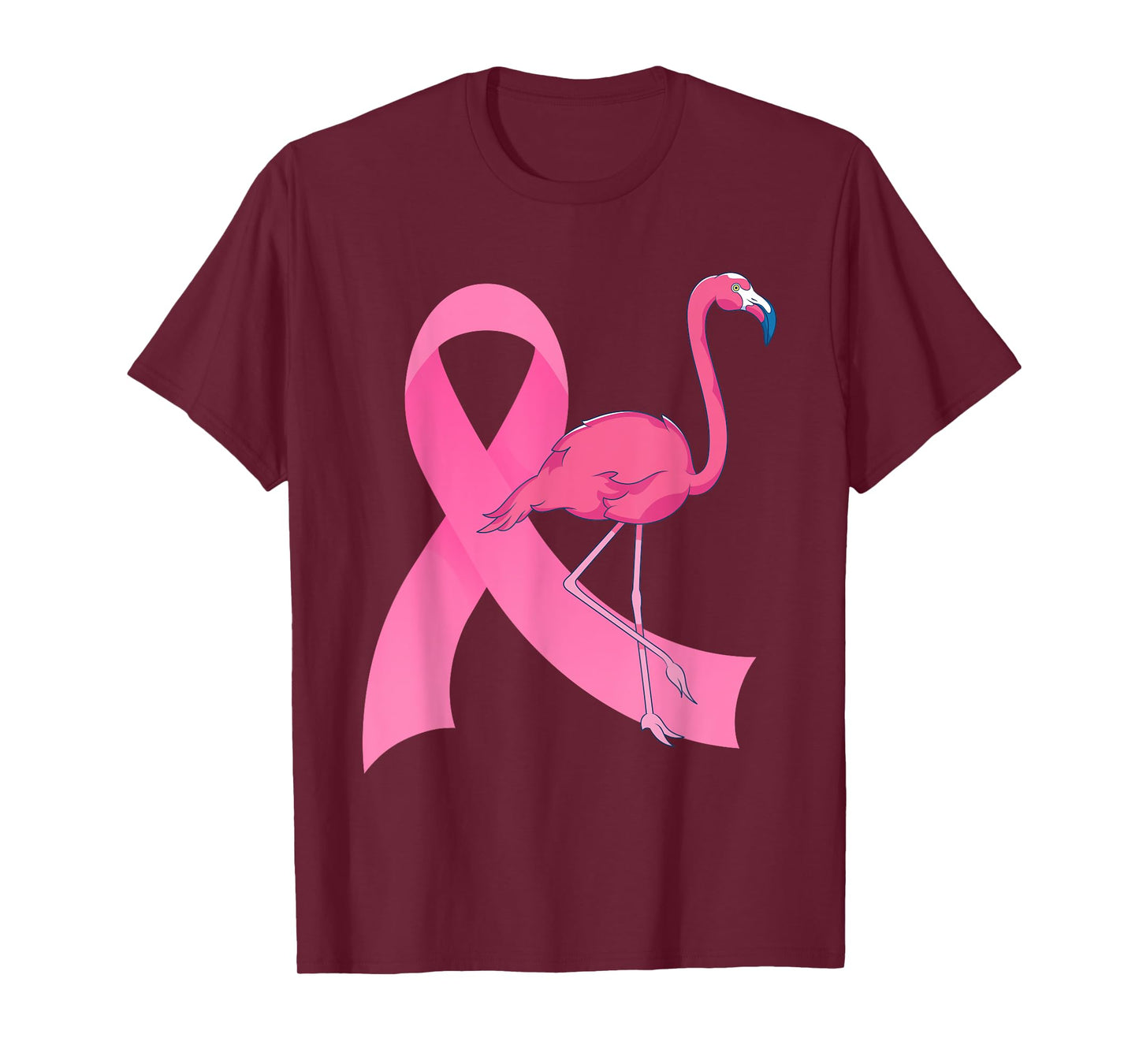 Exotic Animal Flamingo Pink Ribbon Breast Cancer Awareness T-Shirt