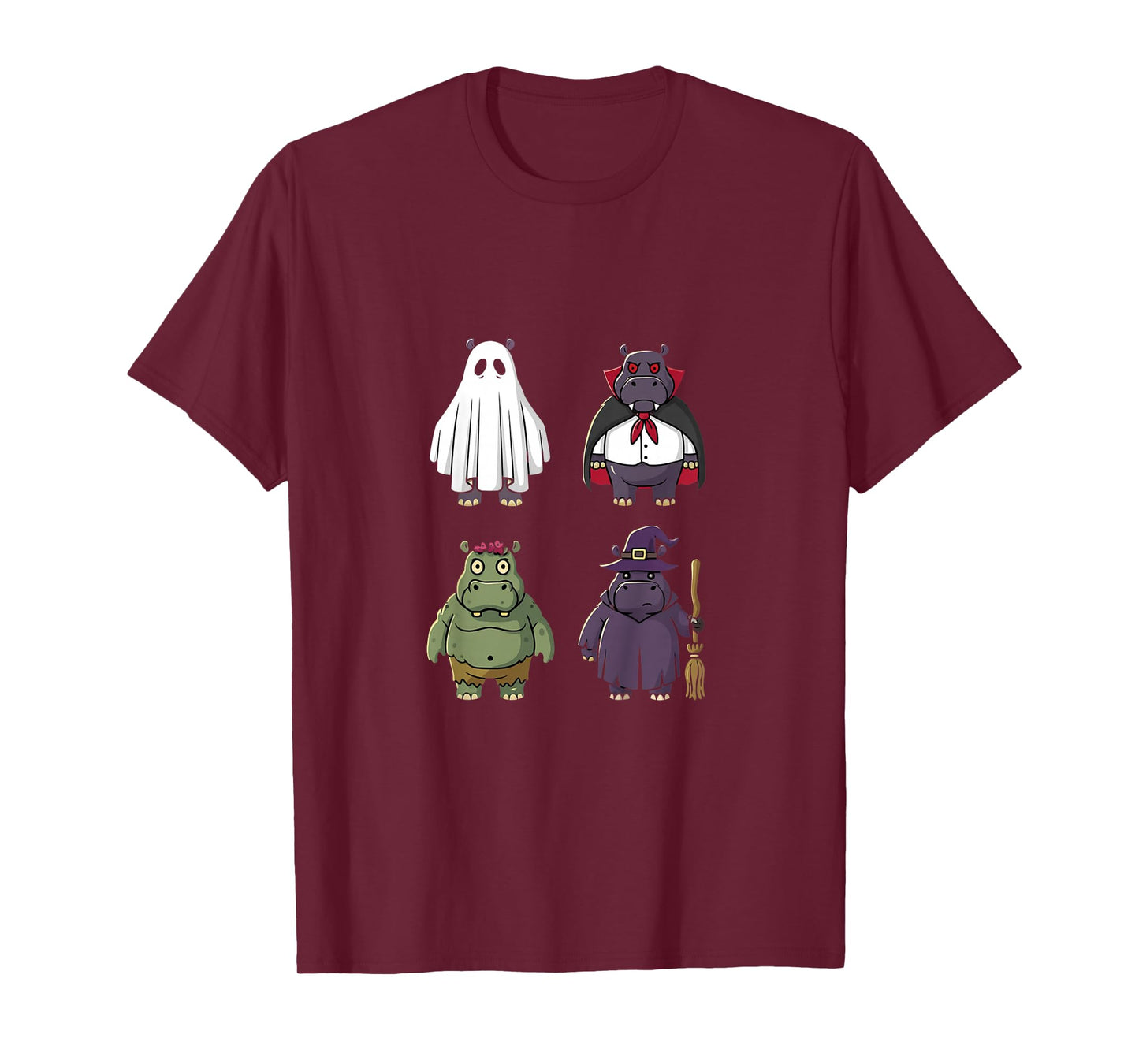 Kids Funny Hippo Ghost Witch Zombie Halloween Costume Boys Girls T-Shirt
