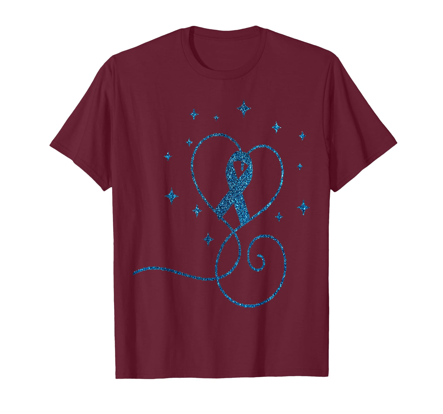 Colorectal Heart Blue Ribbon Colon Cancer Awareness Gift T-Shirt