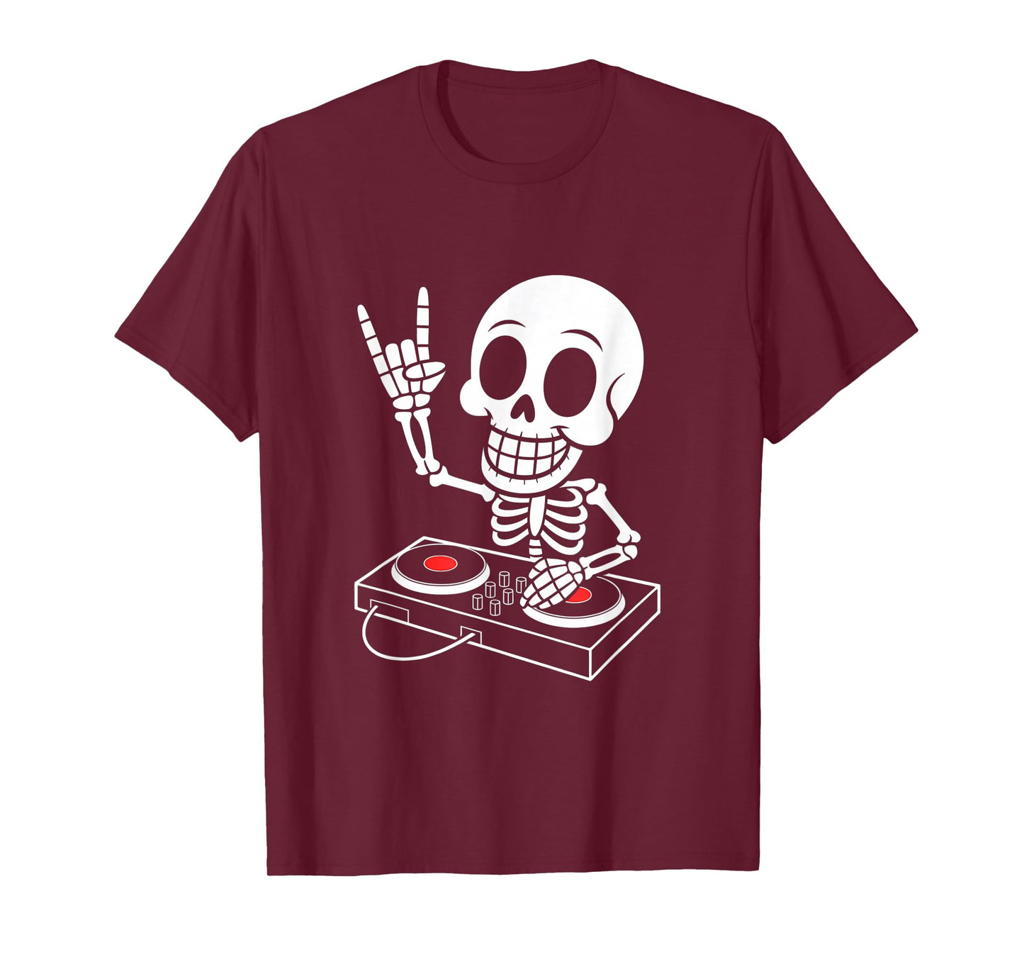 Skeleton DJ on Turntables EDM Synthesizer Rave Music Ghost T-Shirt