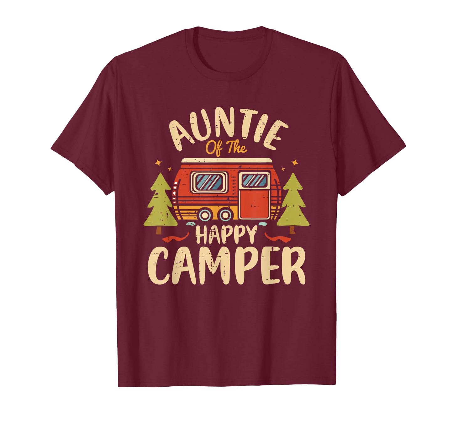 Auntie of Happy Camper 1st Birthday Party Retro Auntie T-Shirt