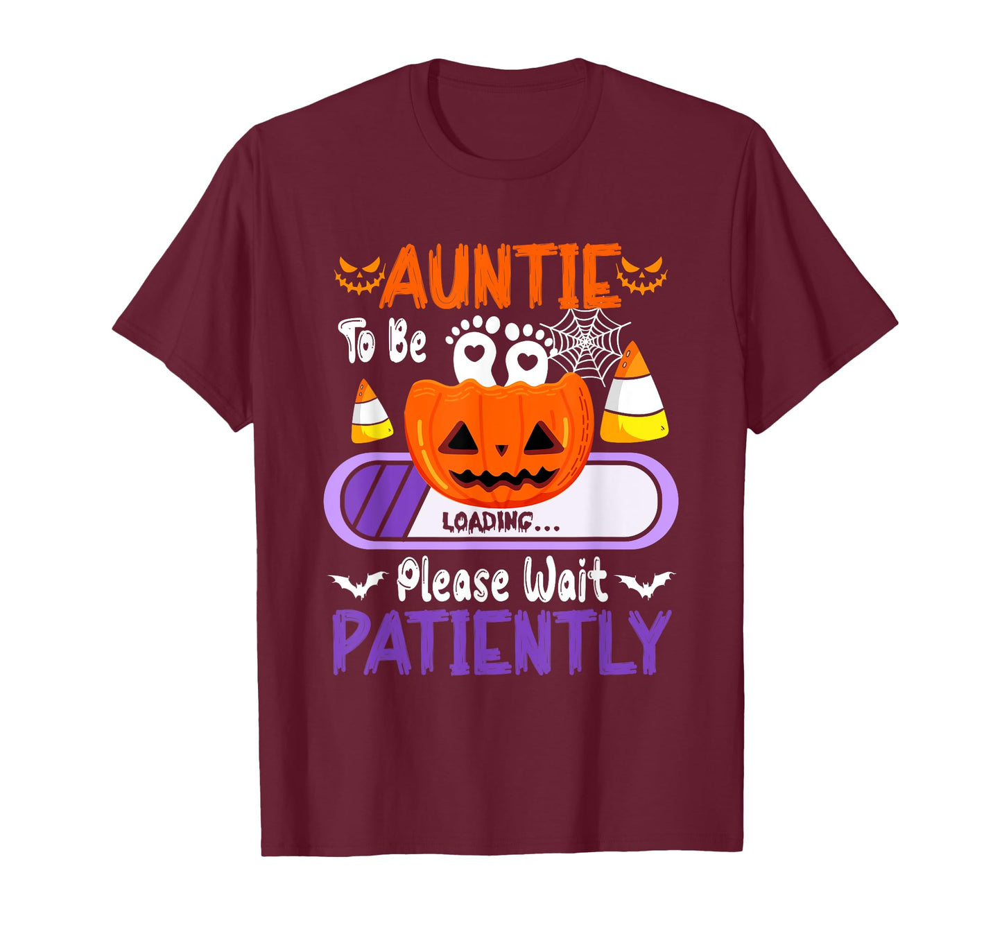 Auntie to Be Loading Halloween Pumpkin Expecting New Baby T-Shirt