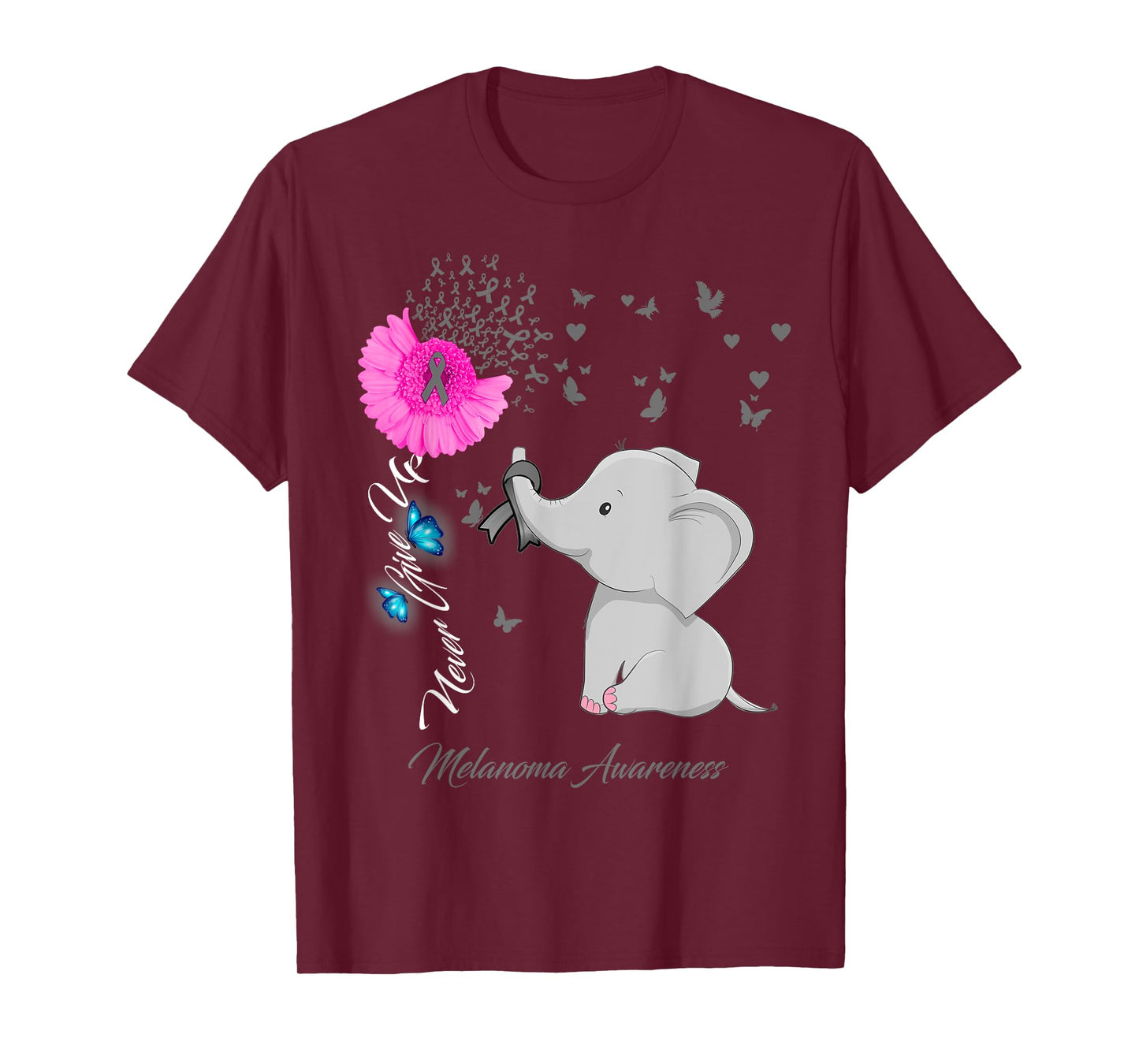 Elephant Melanoma Awareness - Melanoma Ribbon Gifts T-Shirt