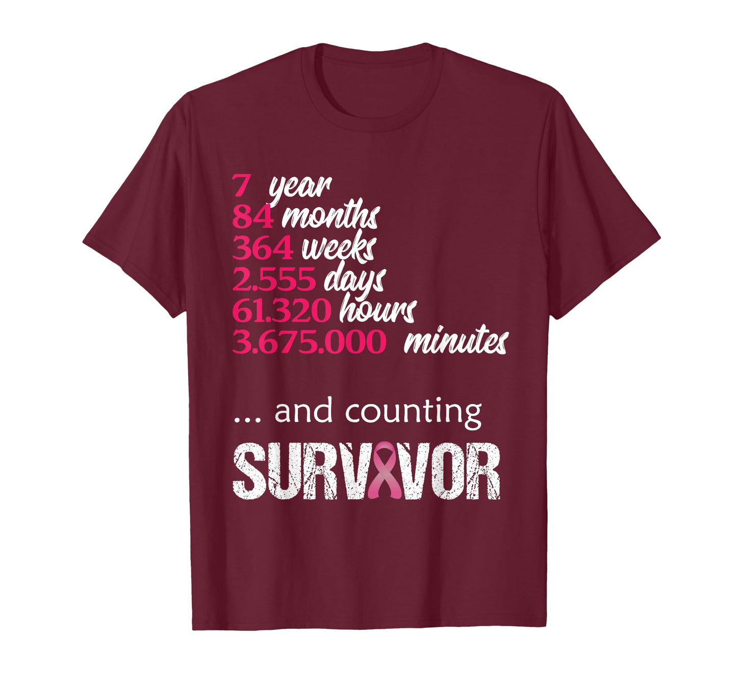 Seven 7 Years Survivor Breast Cancer Shirt Awareness Gift T-Shirt