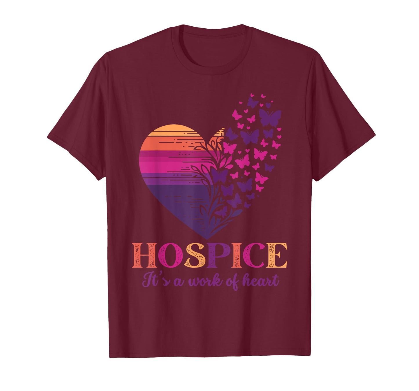 Hospice It's A Work Of Heart Butterfly Heart Hospice Squad T-Shirt