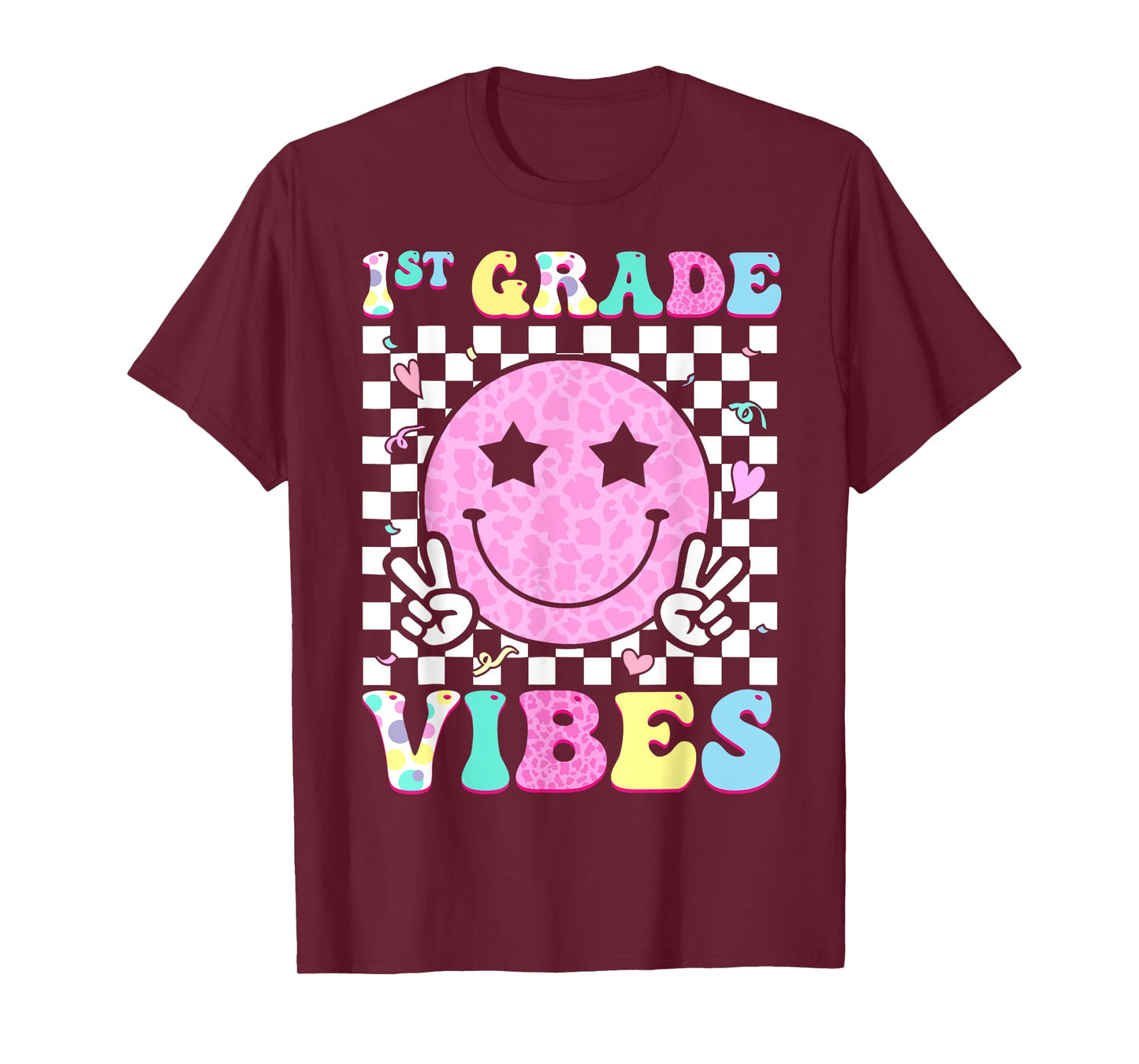 1st Grade Vibes Groovy Back to School First Grade Girls Kids T-Shirt