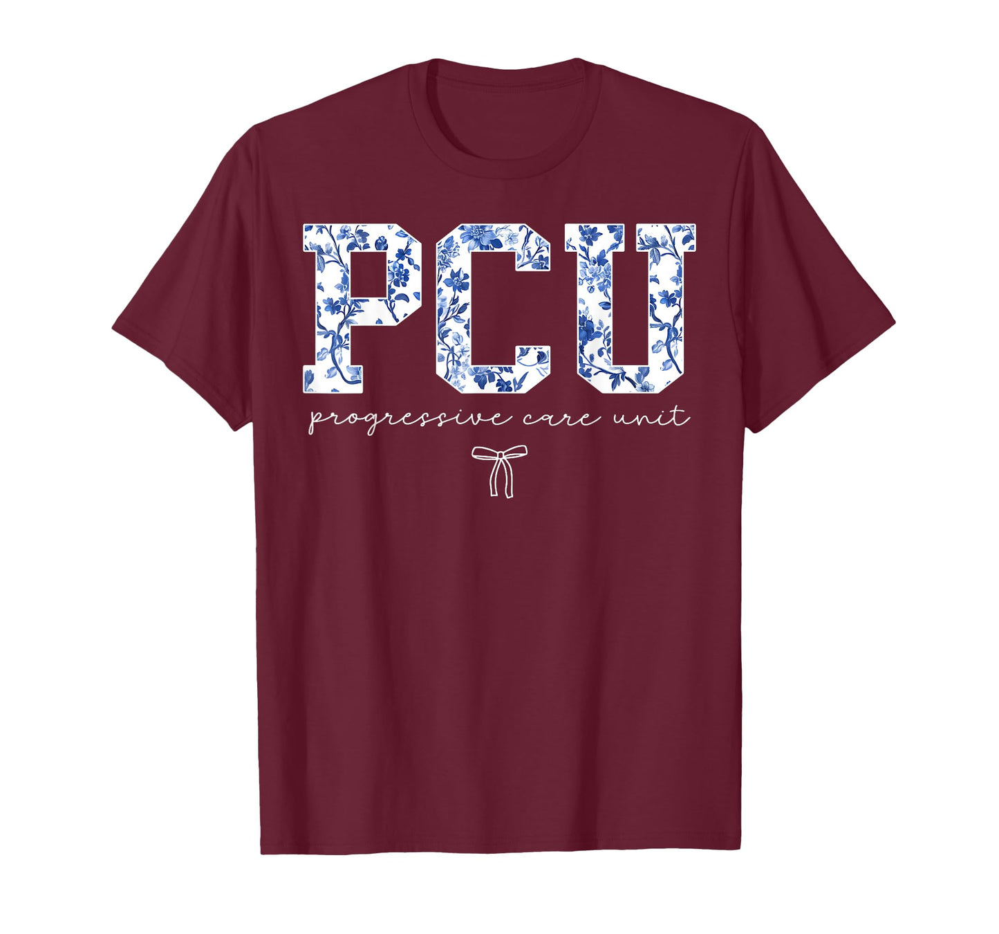 Retro Floral PCU Progressive Care Unit Nurse Nursing Women T-Shirt