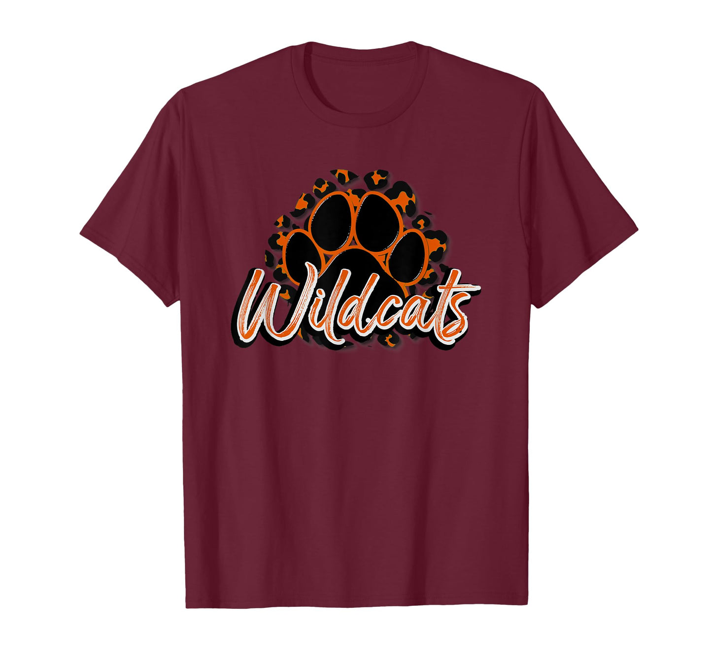 Wildcats Orange Black Cheetah School Sports Fan Team Spirit T-Shirt