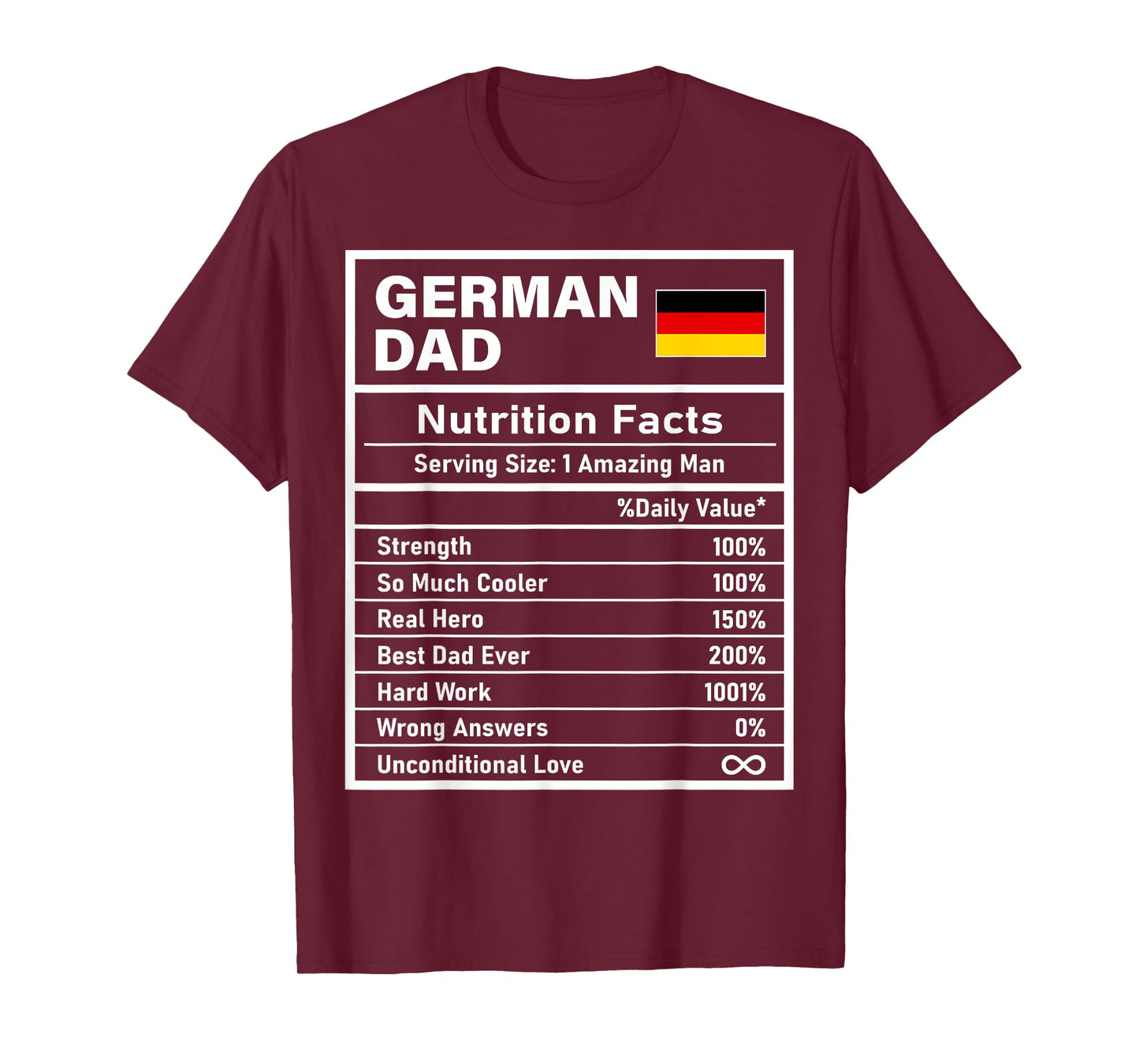 German Dad Nutrition Facts Father's Day National Heritage T-Shirt