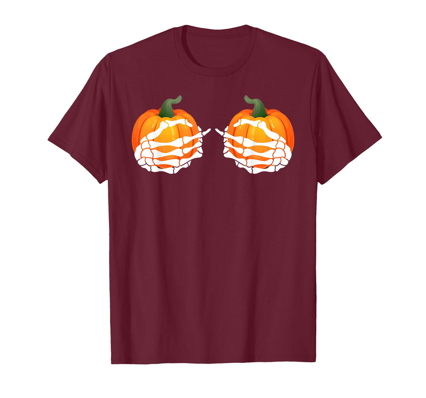 Skeleton Hands Holding Pumpkins Bra Halloween Costume Day T-Shirt