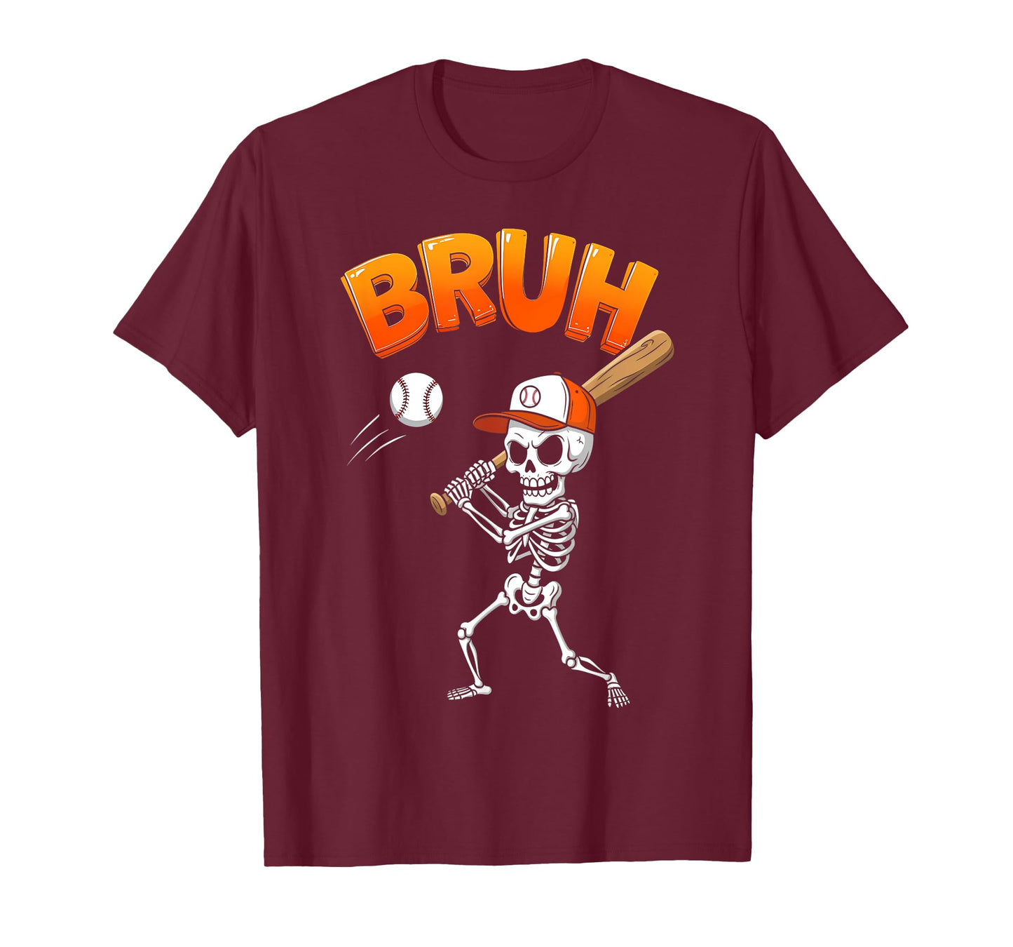 Skeleton Baseball Halloween Funny Batter Costume for Men T-Shirt