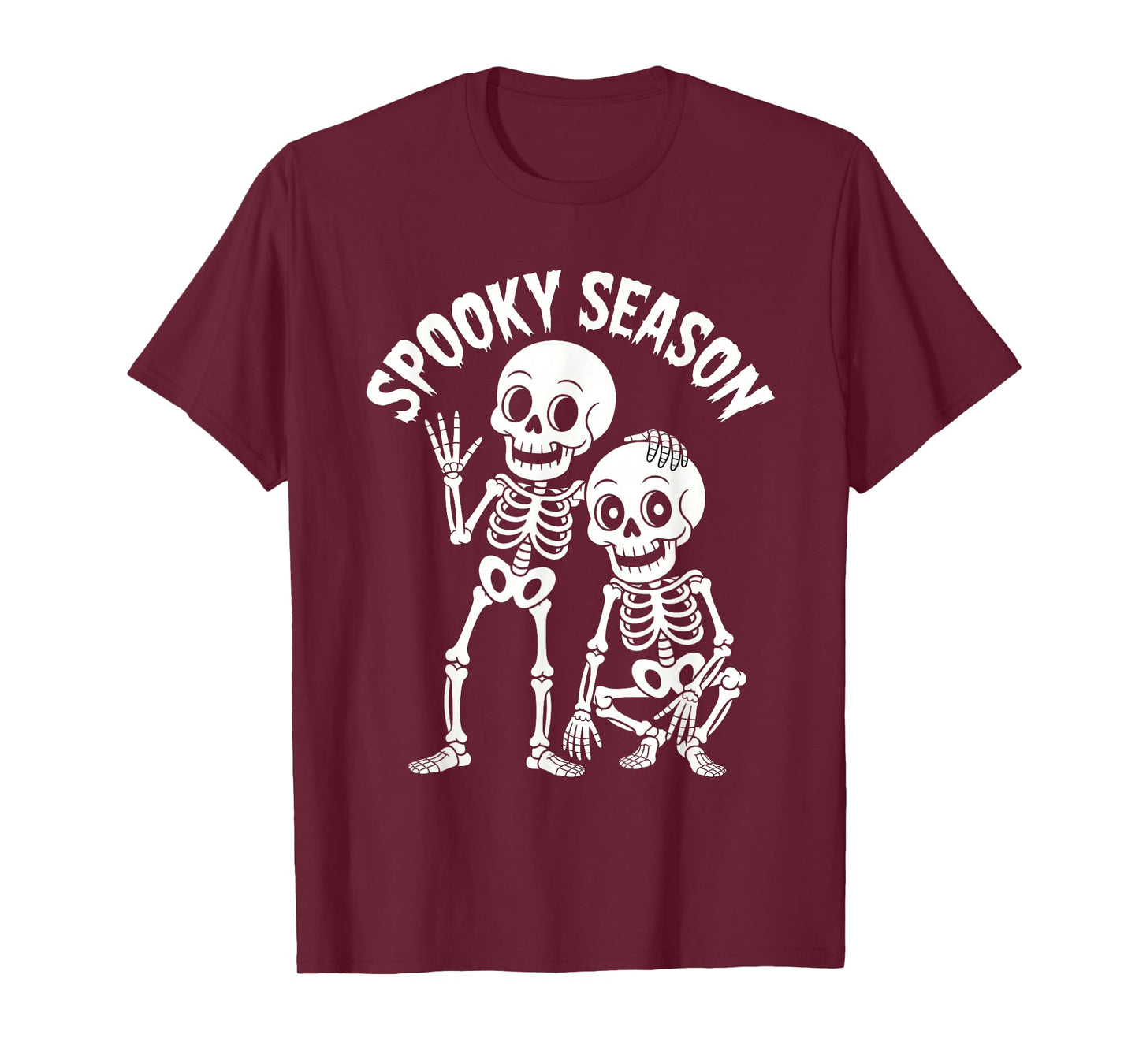 Cartoon Skeleton Couple Cute Spooky Season Bone Duo Art T-Shirt