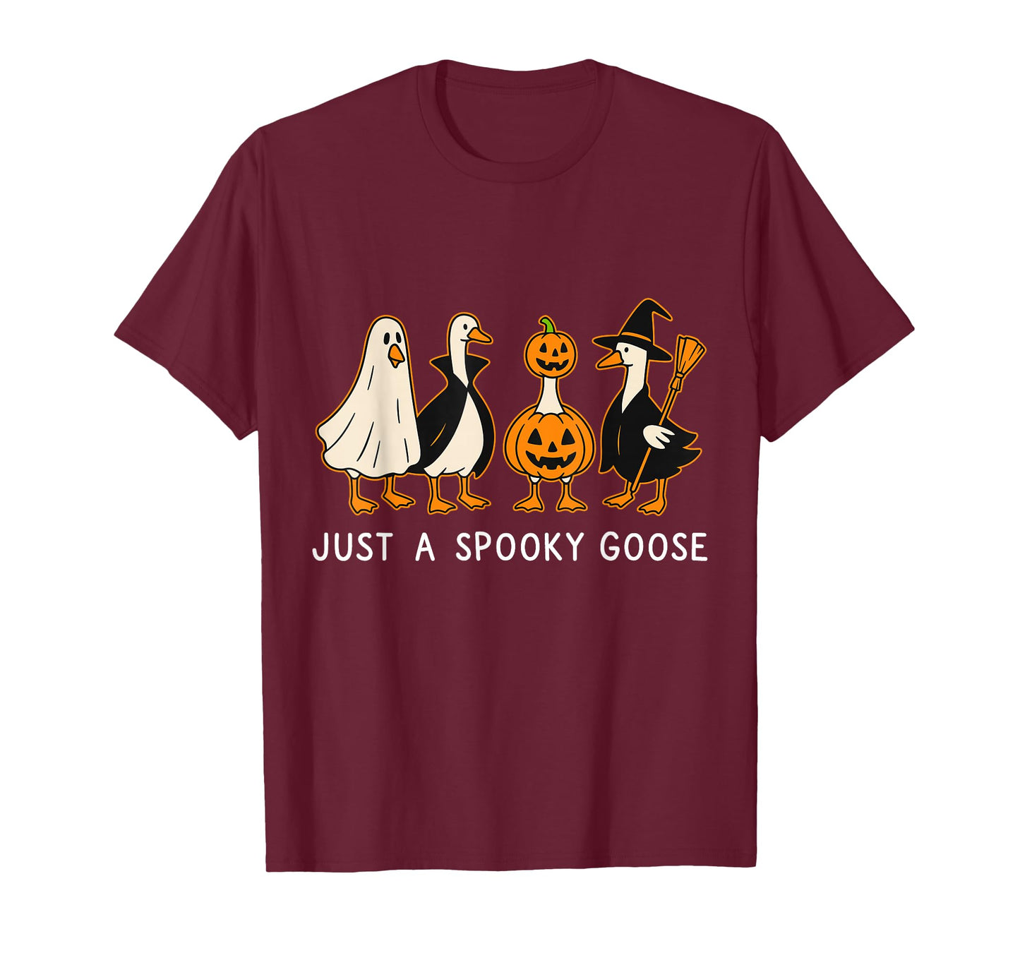 Just A Spooky Goose Funny Halloween Lazy Costume T-Shirt