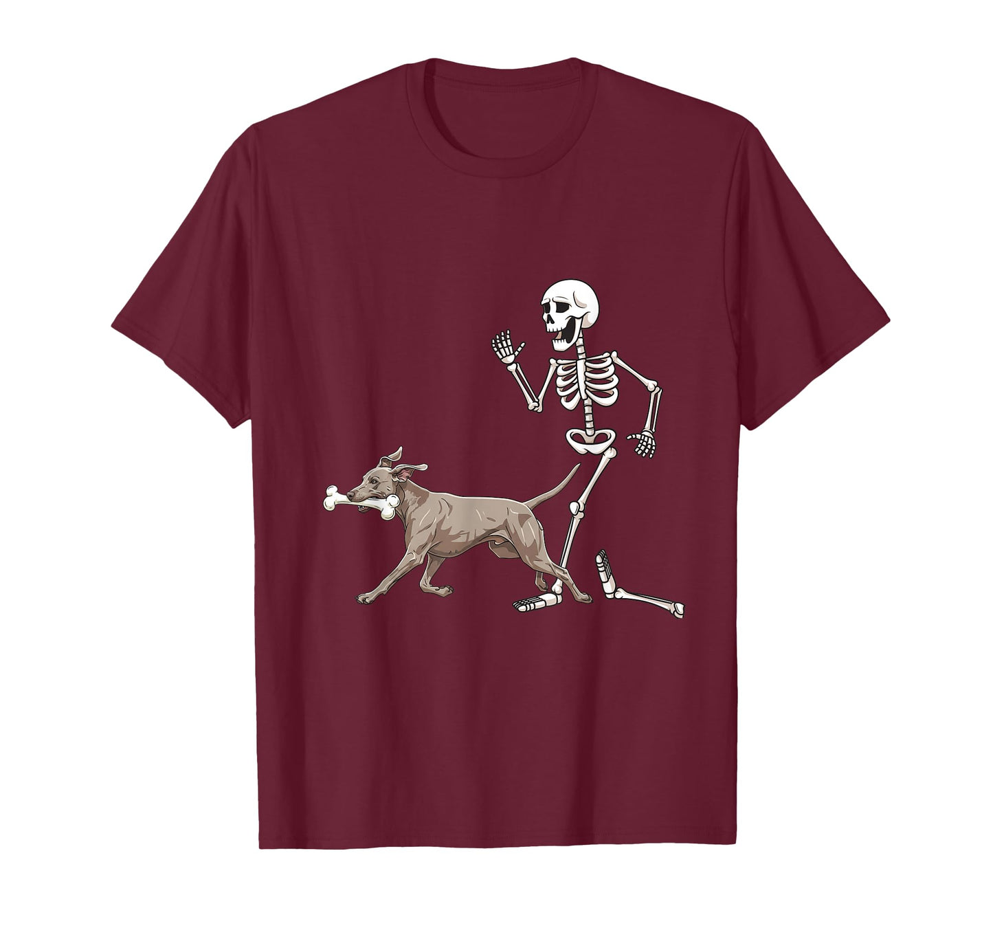 Funny Halloween Weimaraner and Skeleton T-Shirt