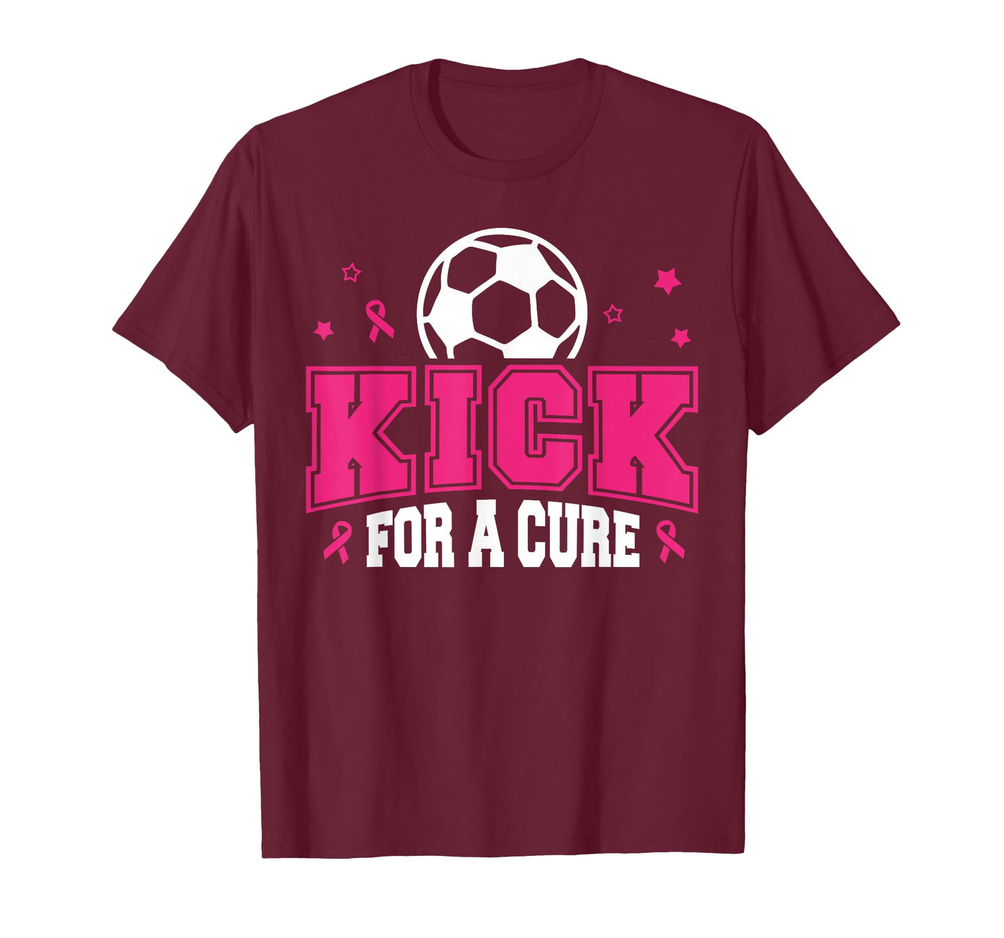 Kick for a Cure Soccer Breast Cancer Awareness Pink Ribbon T-Shirt