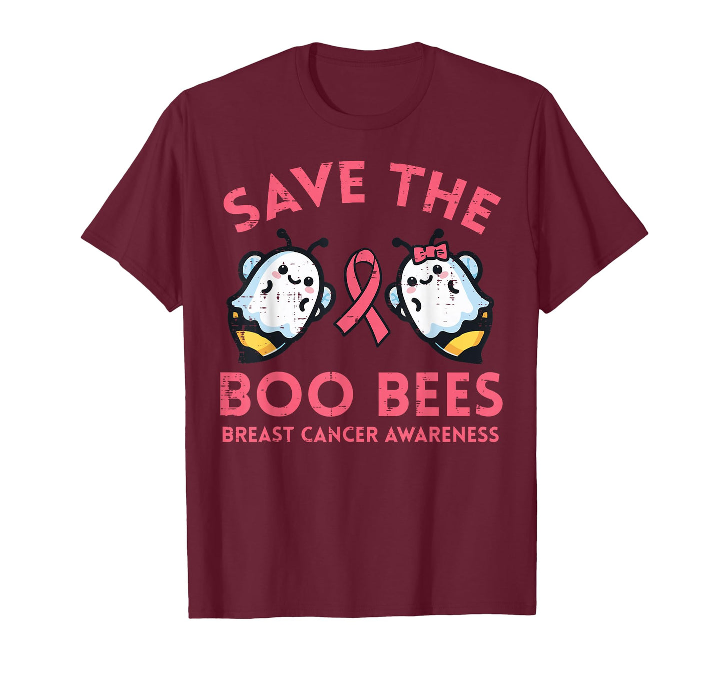 Breast Cancer Boo Save Bees Awareness Pink Ribbon Women Men T-Shirt