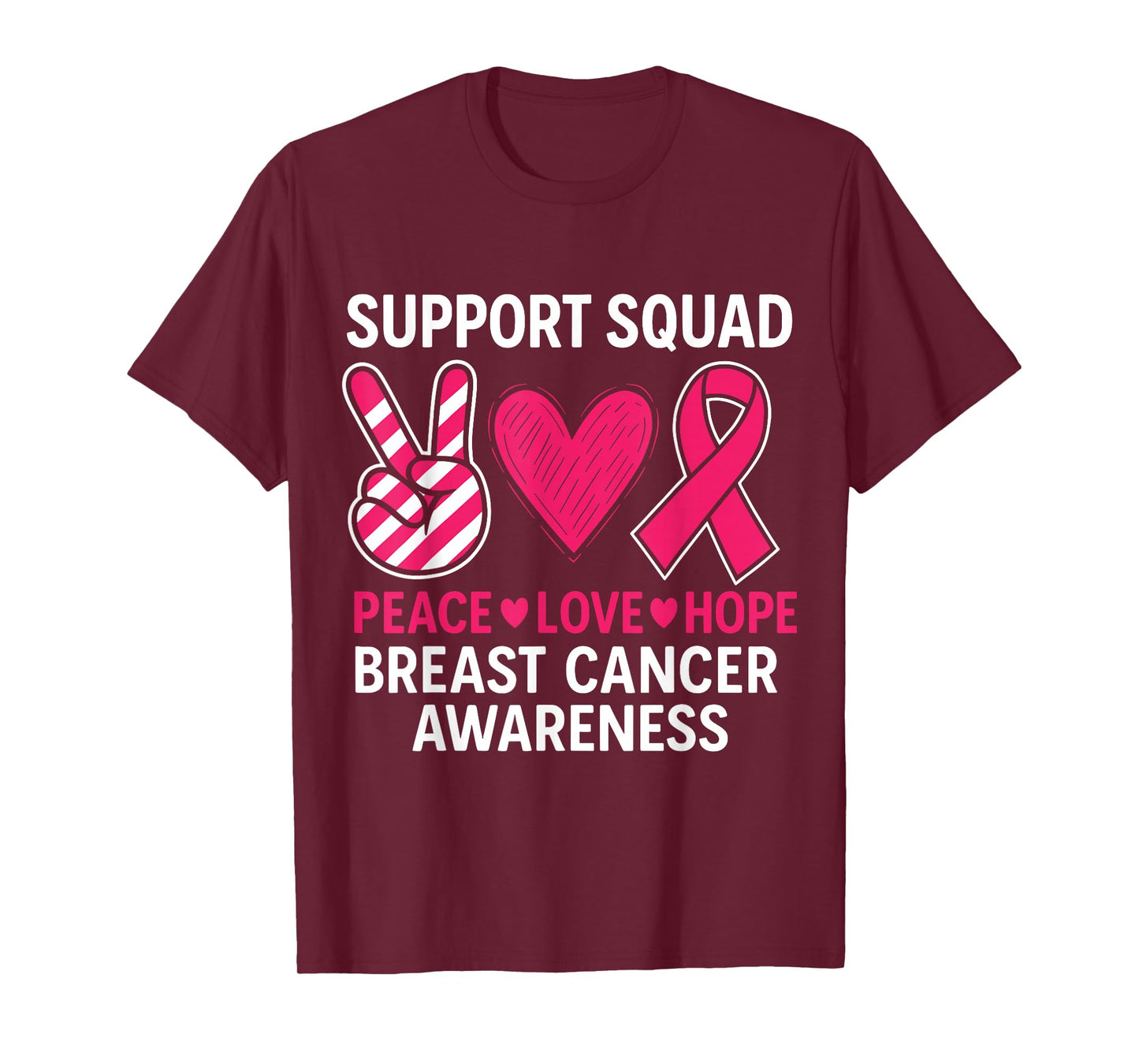Support Squad Breast Cancer Awareness Groovy Pink Ribbon T-Shirt