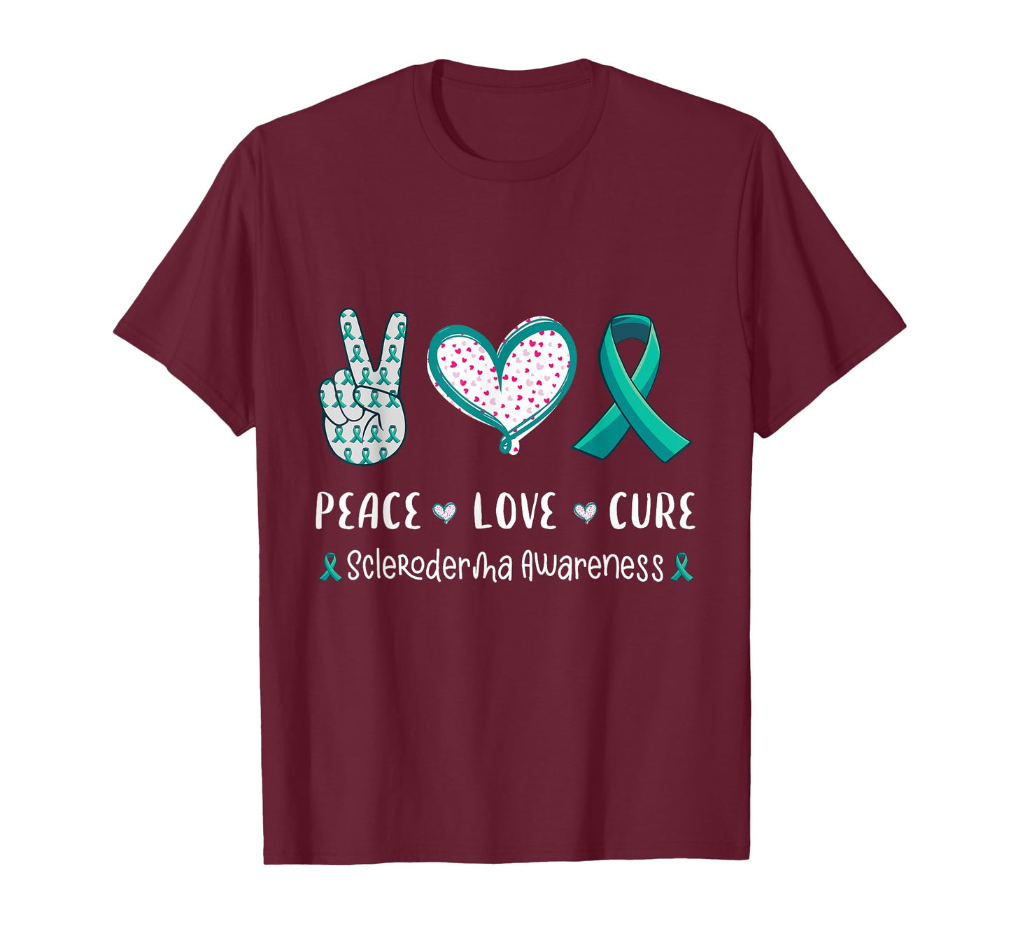 Peace Love Cure Scleroderma awareness men women kids crest T-Shirt