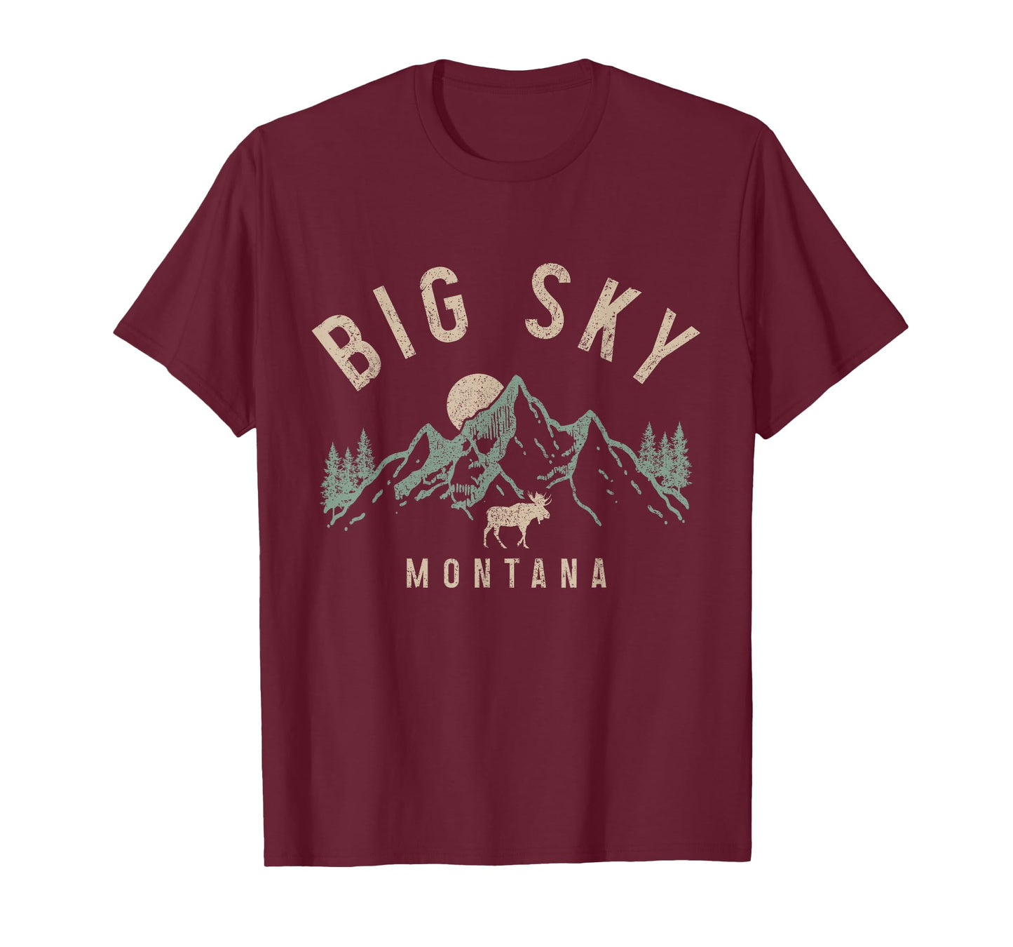 Big Sky Montana Vintage Mountains Moose Nature Lover T-Shirt