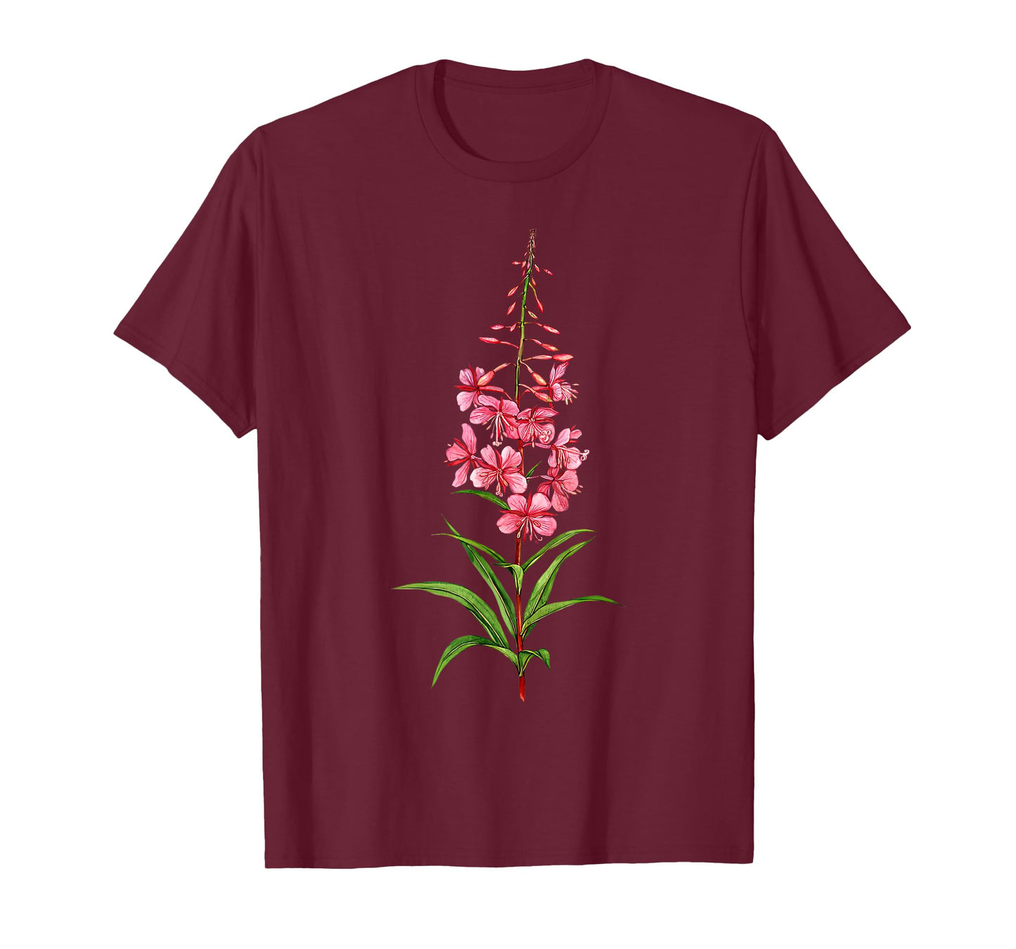 Retro Flower Fireweed Art Graphic Botanical Herbal Medicine T-Shirt