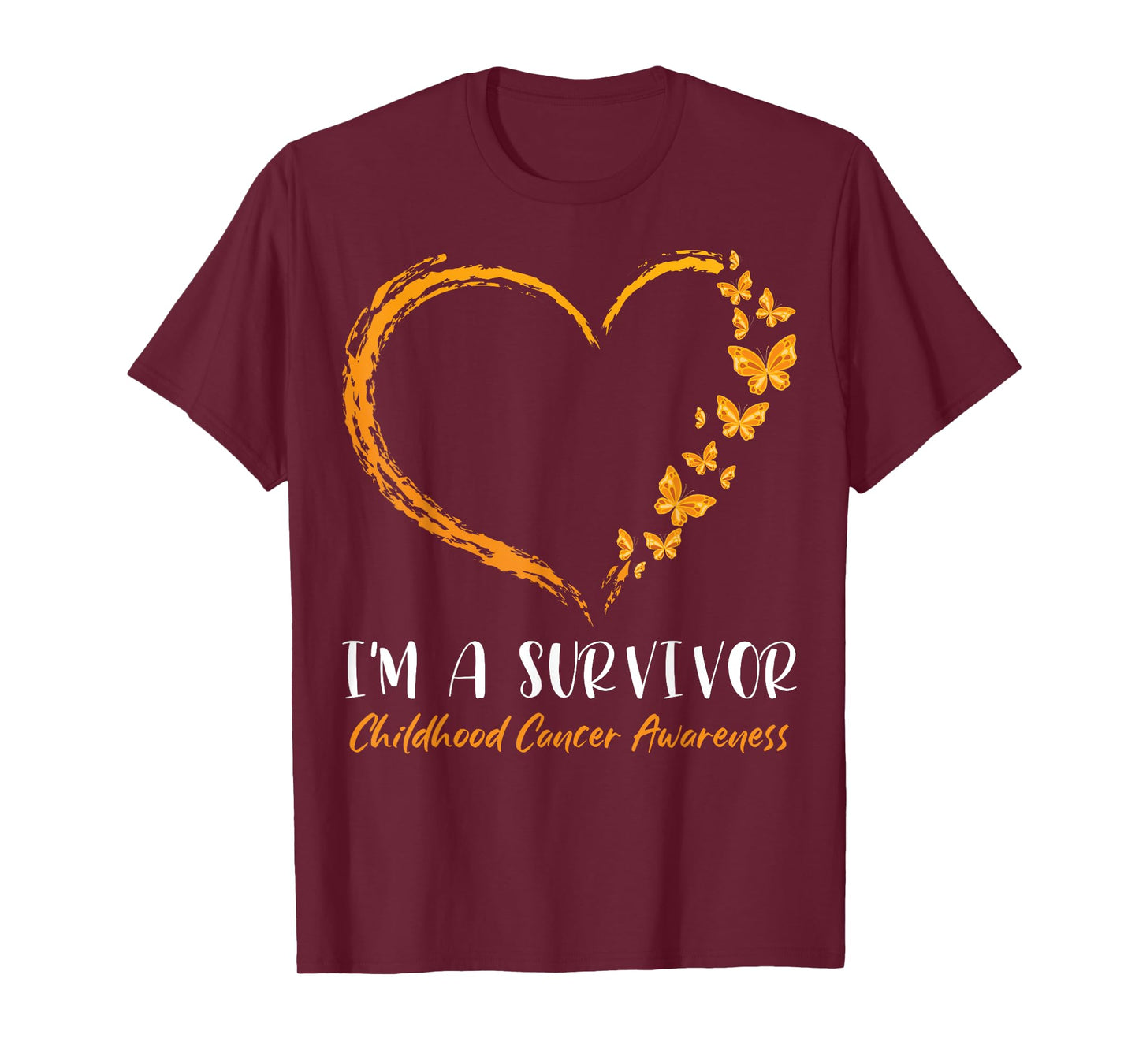 I'm A Survivor Childhood Cancer Awareness Heart Butterflies T-Shirt