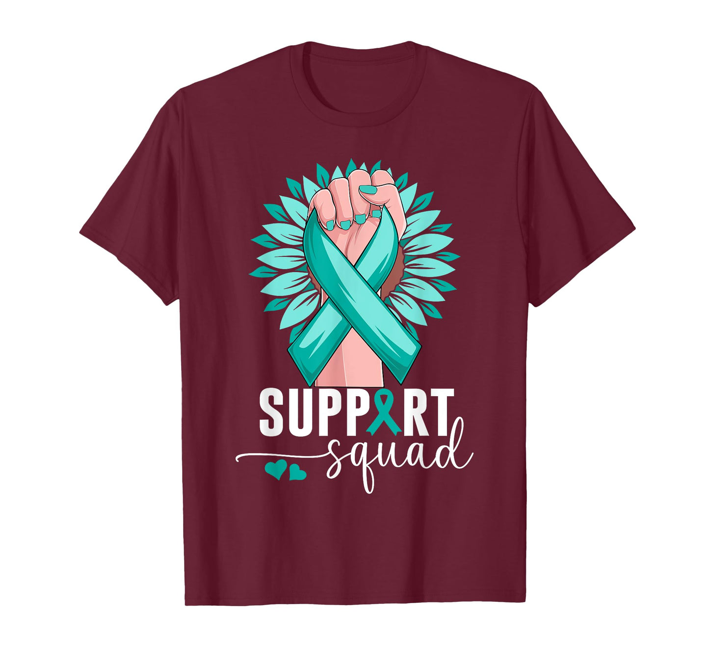 Support Squad Cervical Cancer Awareness Teal & White Ribbon T-Shirt