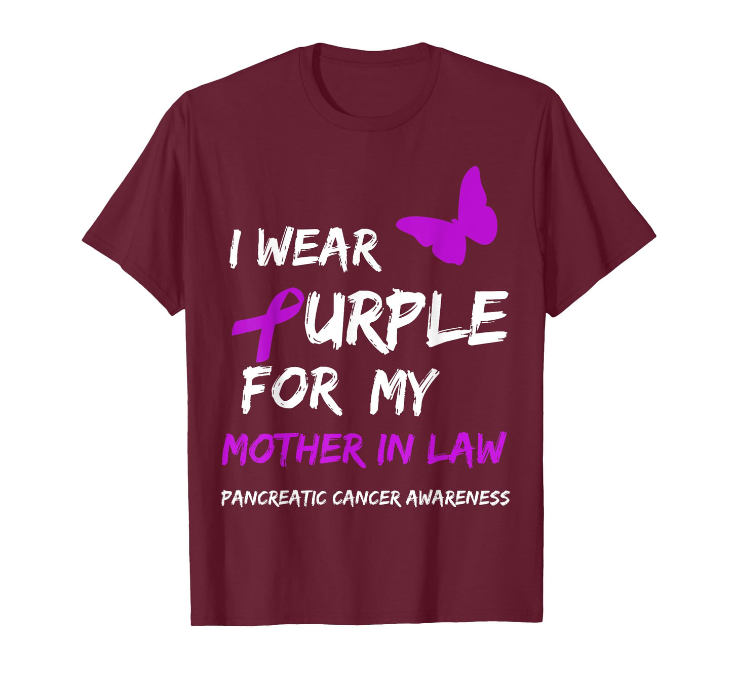 Pancreatic Cancer I Wear Purple for my Mother in law Ribbon T-Shirt
