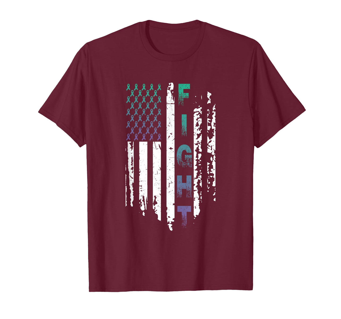 Fight Cancer USA Flag T Shirt Anal Cancer Awareness Shirt Women Men T-Shirt