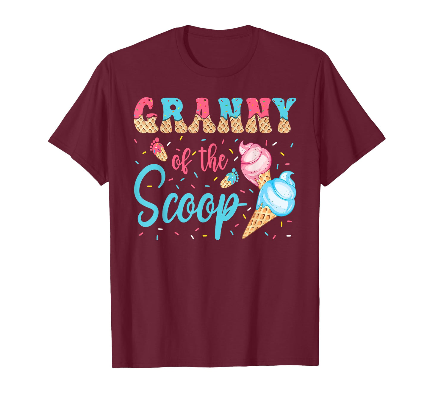 Granny Of The Scoop Ice Cream Gender Reveal Baby Shower T-Shirt