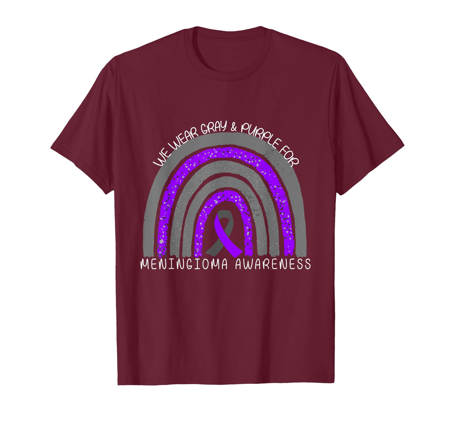 we wear gray and purple rainbow for meningioma awareness T-Shirt