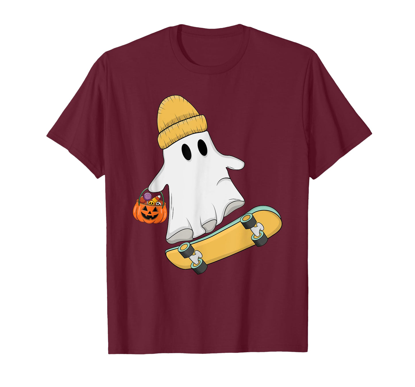Funny Ghost Skateboard Lazy Halloween Costume Skateboarding T-Shirt