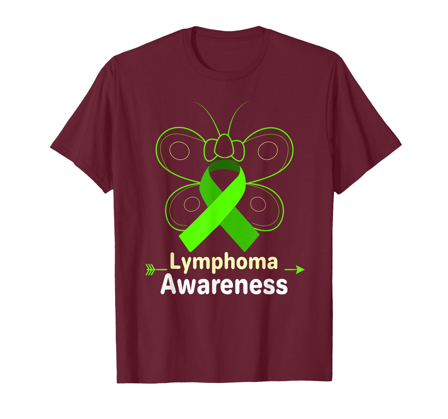 Butterfly Products Lymphoma Ribbon Lymphoma Awareness T-Shirt